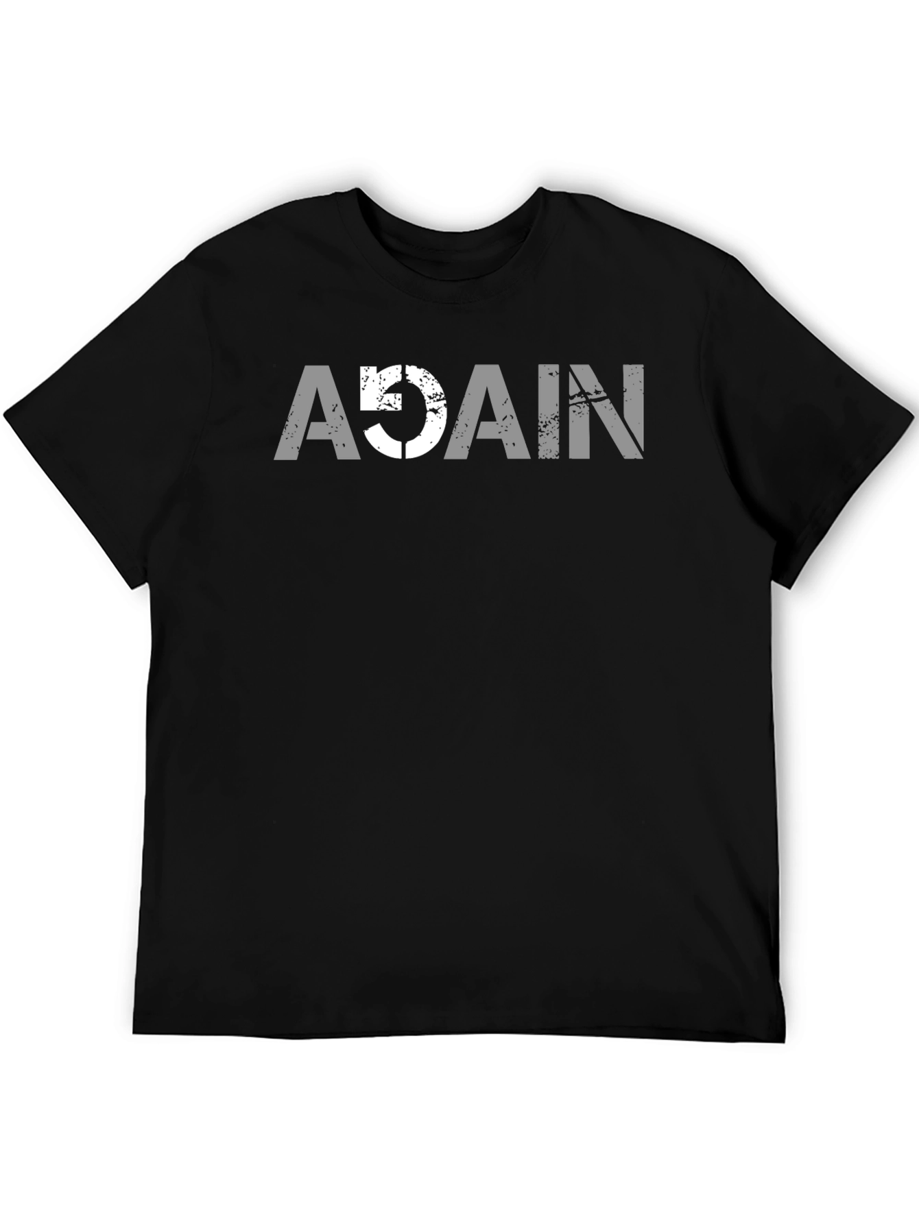 Again Graphic Print Black Crew Neck Tee