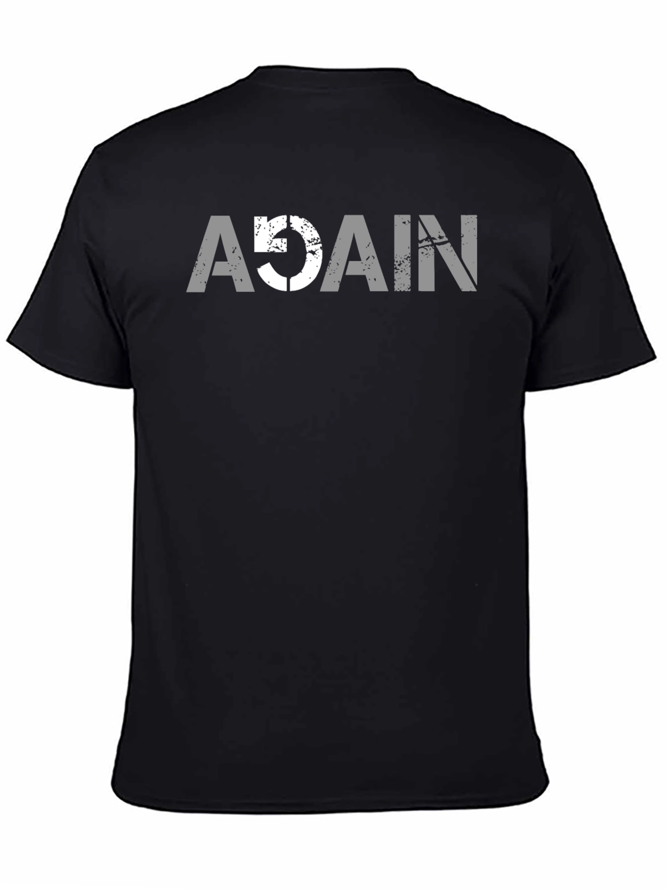 Again Graphic Print Black Crew Neck Tee