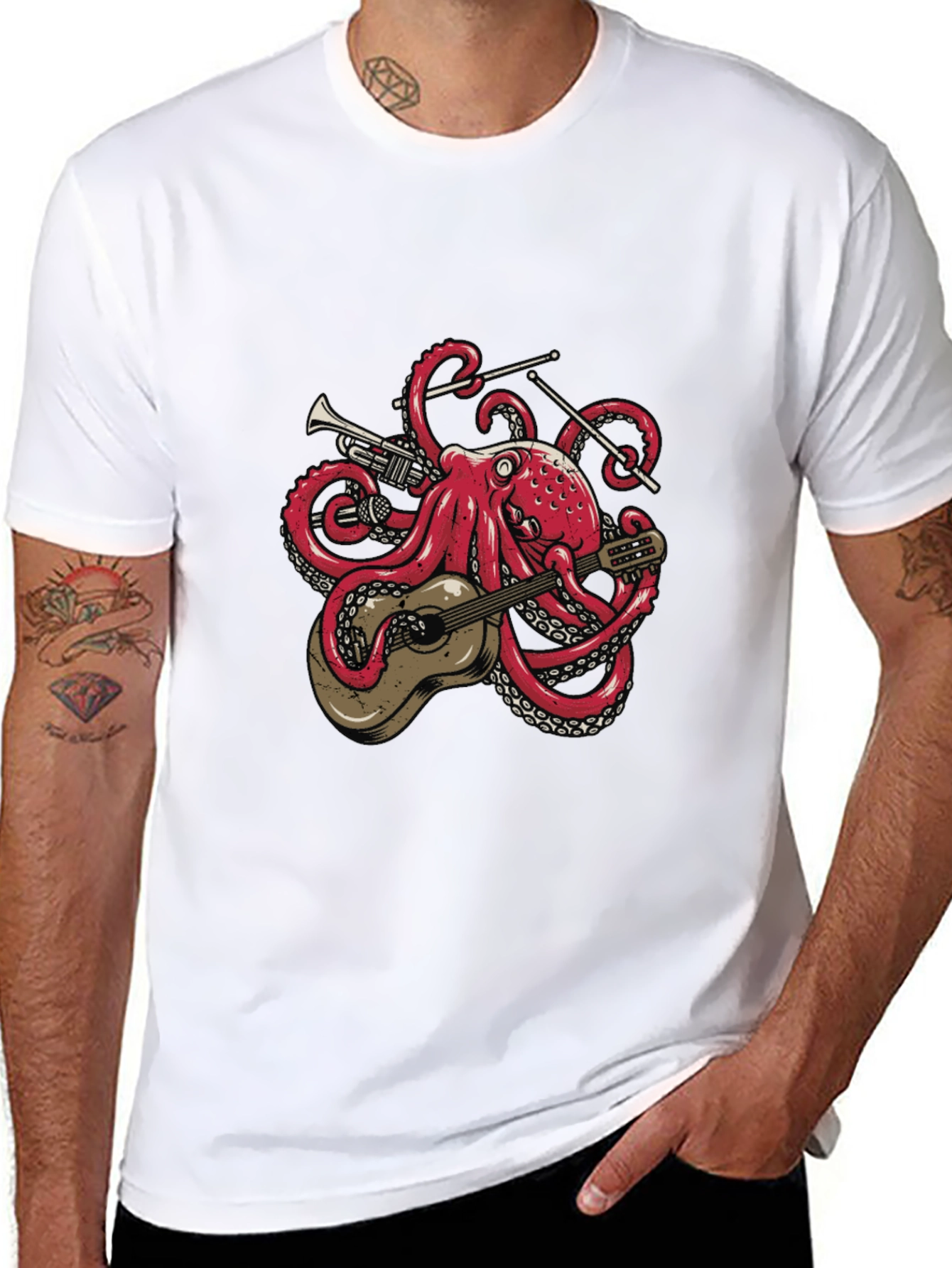 Octopus Musician Graphic T-Shirt - Cool Tentacle Band Tee