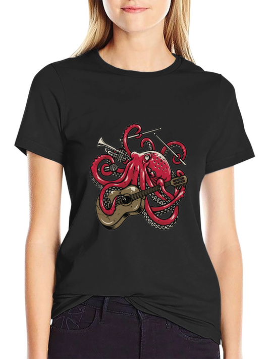 Octopus Musician Graphic T-Shirt - Cool Tentacle Band Tee