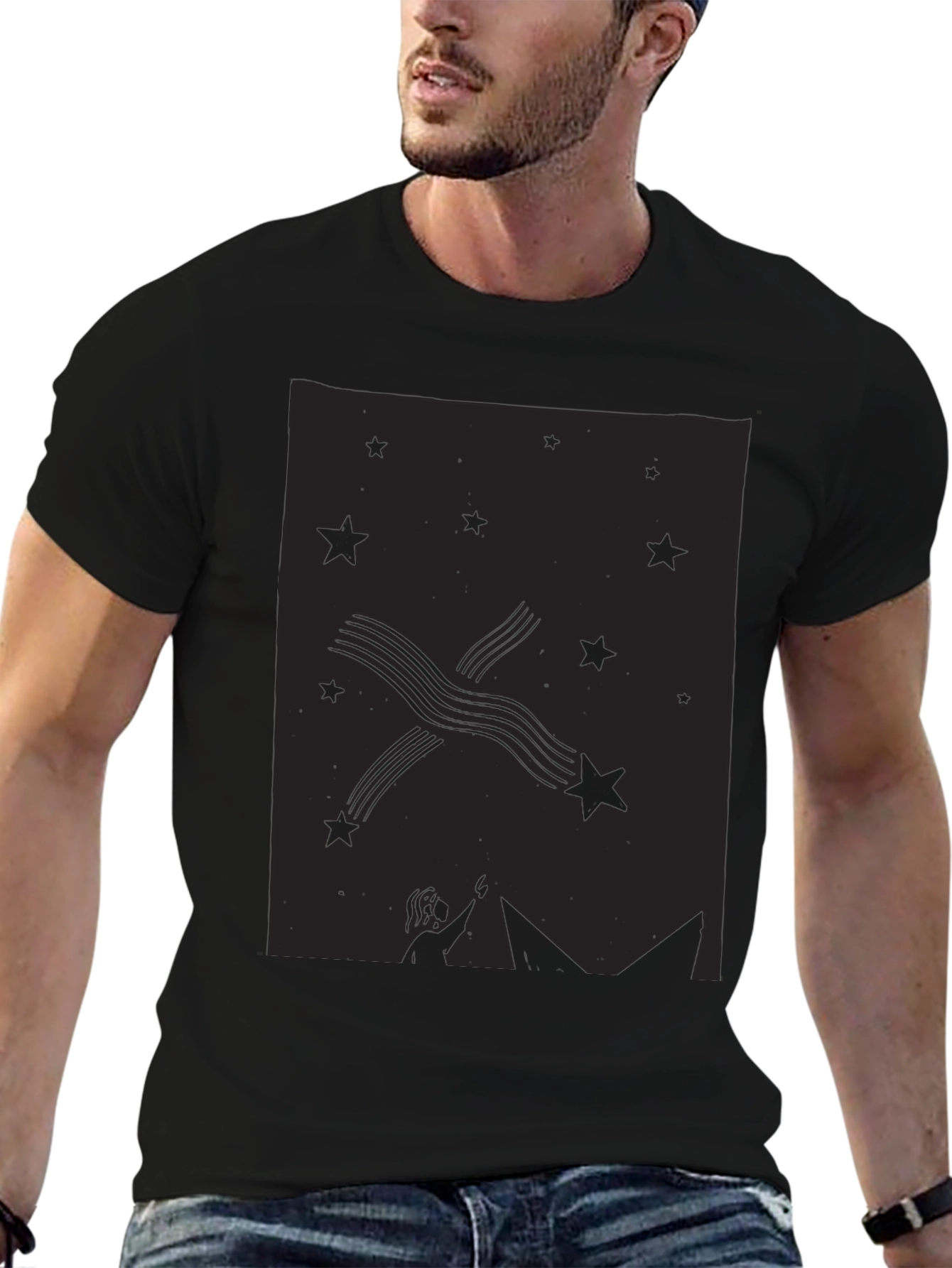 Starry Night Graphic Tee - Unisex Black T-Shirt
