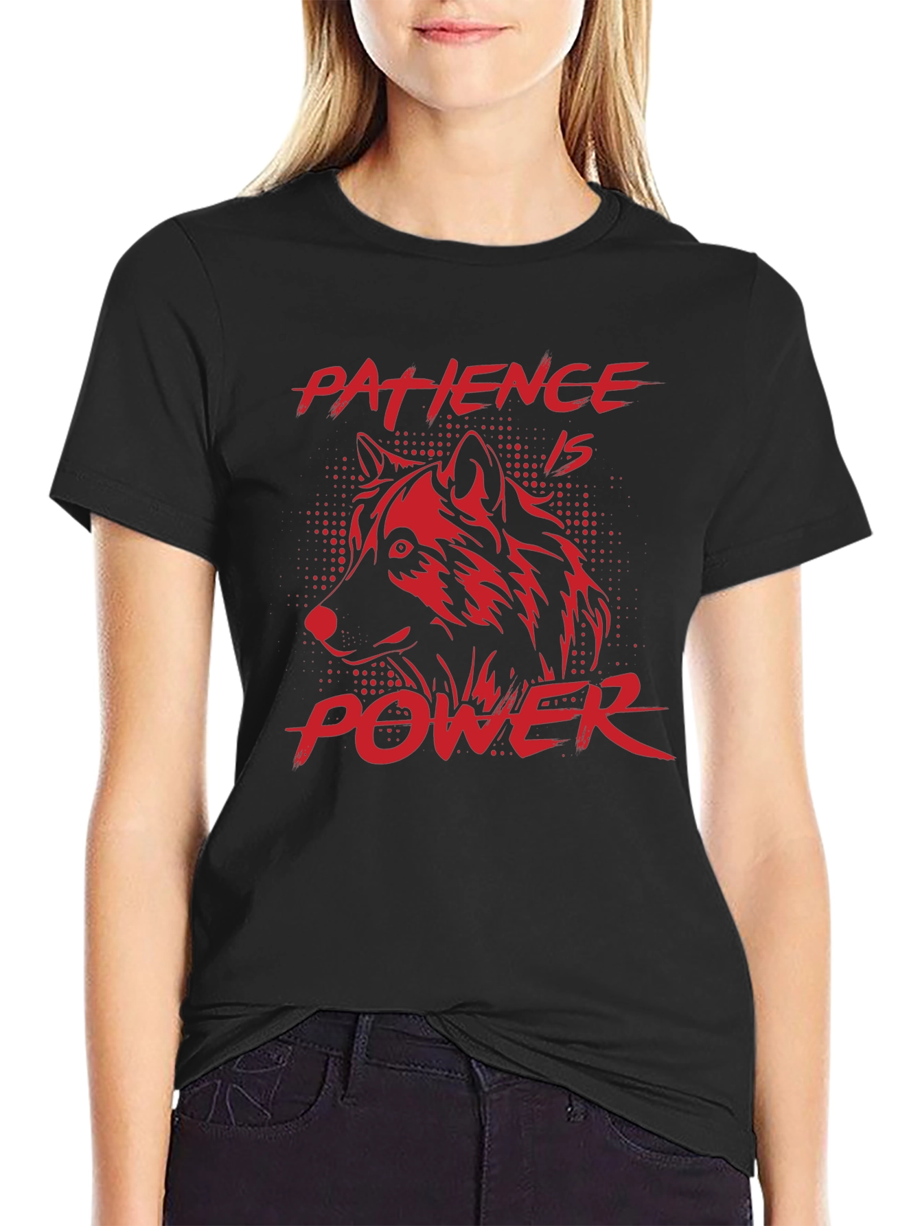 Patience is Power Wolf Graphic T-Shirt