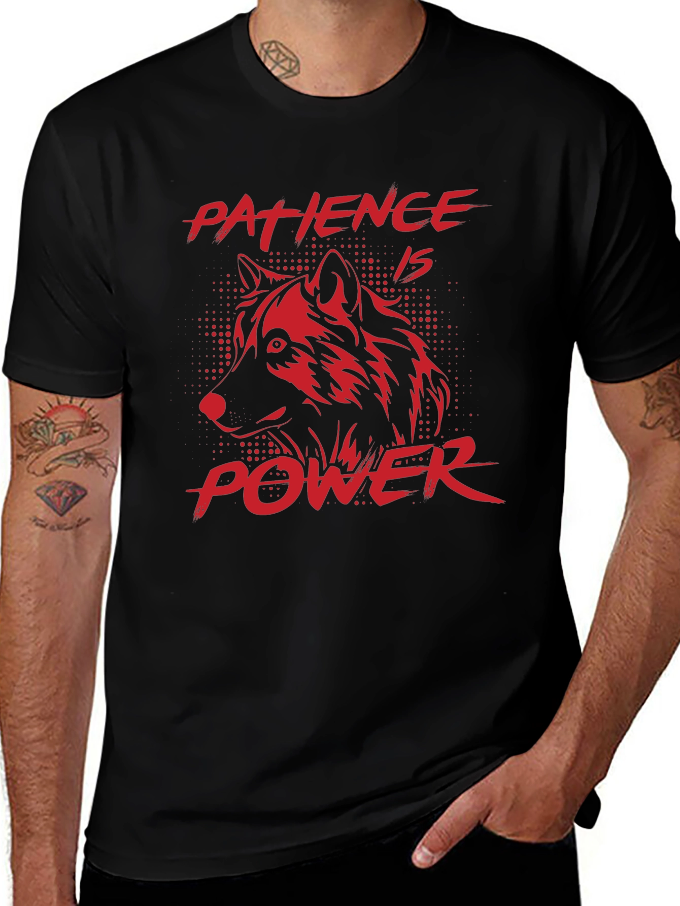 Patience is Power Wolf Graphic T-Shirt