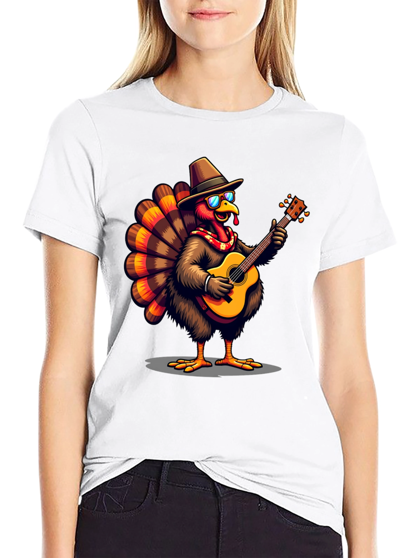Thanksgiving Turkey Guitarist Graphic Tee