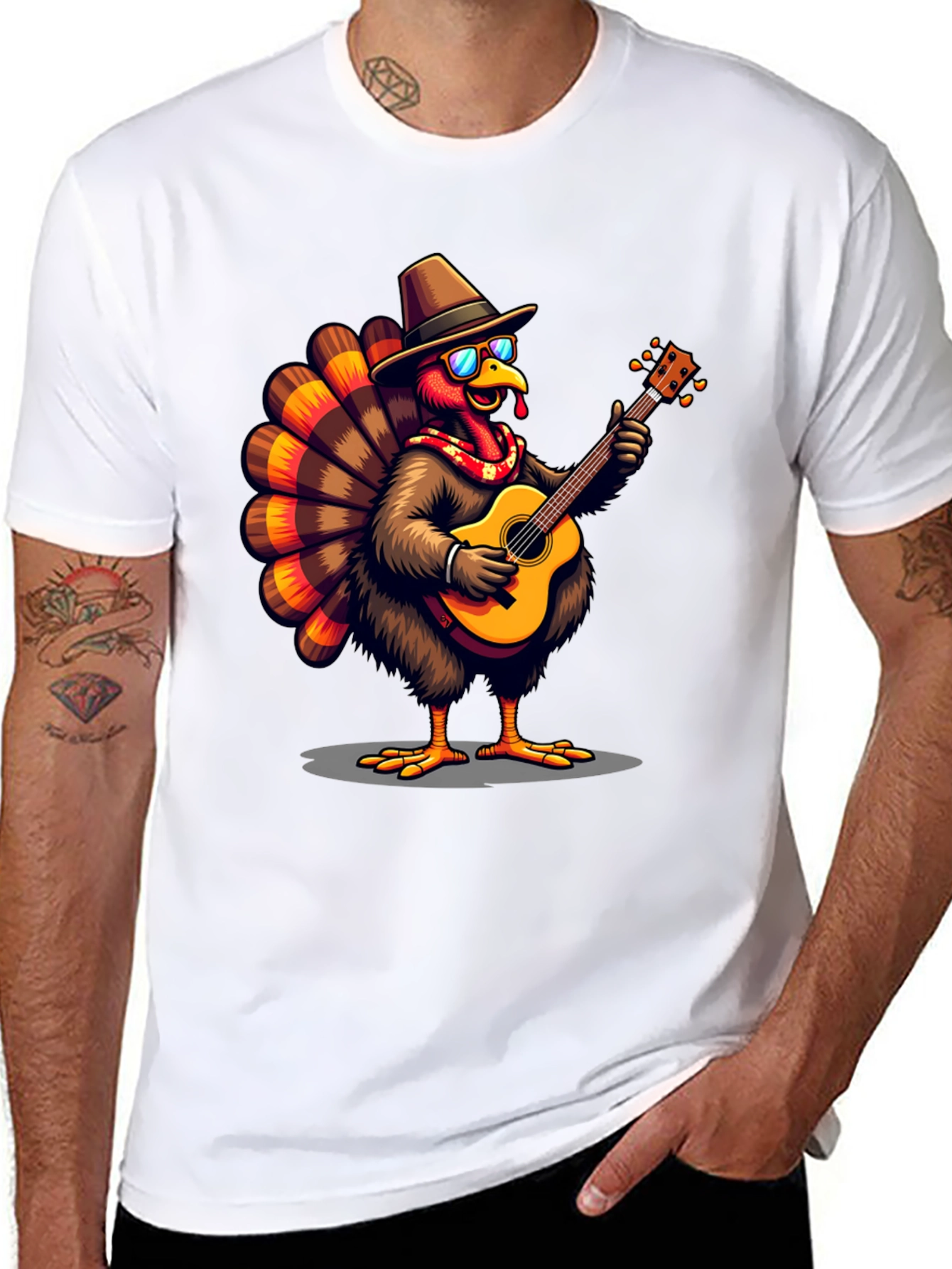Thanksgiving Turkey Guitarist Graphic Tee