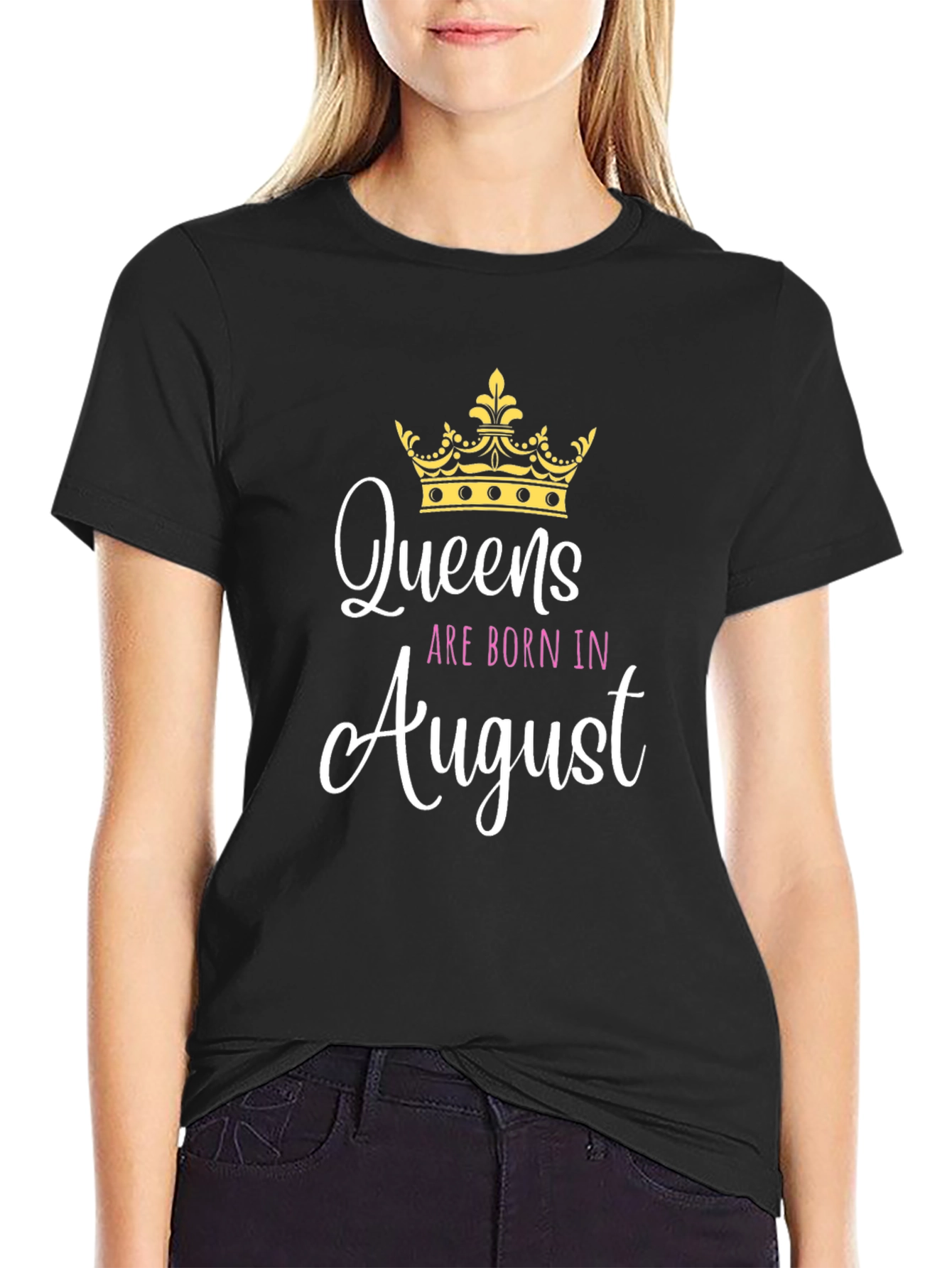 Queens Born in August Black T-Shirt