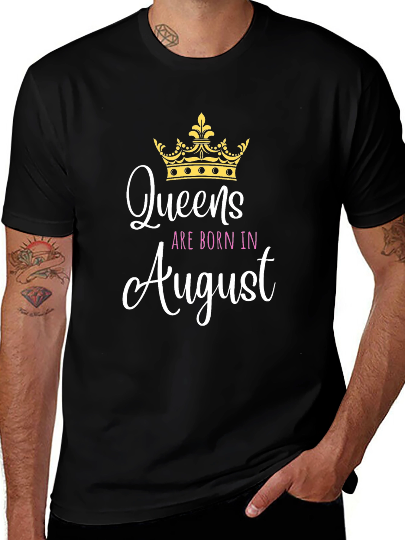 Queens Born in August Black T-Shirt