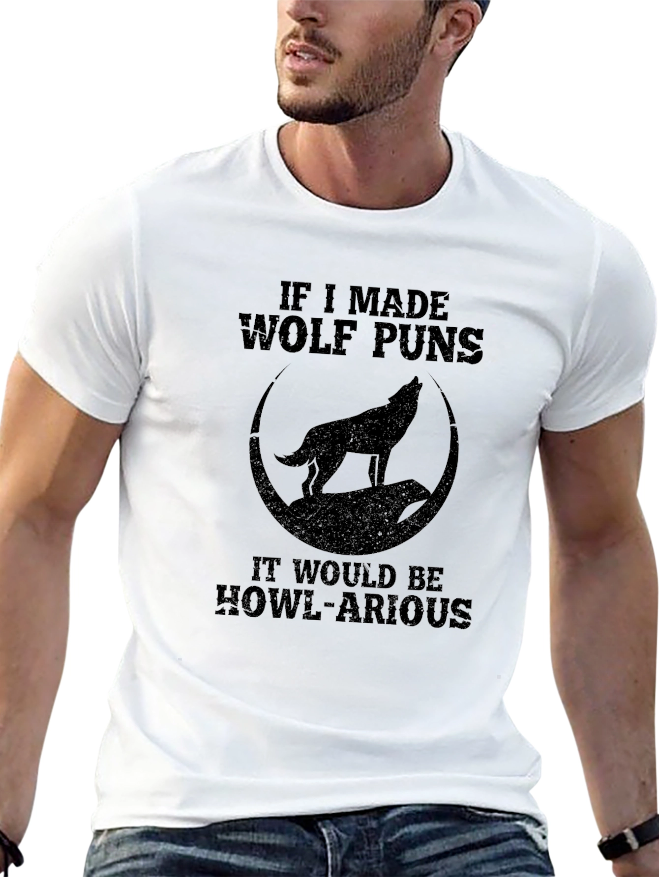 Wolf Puns Howl-arious Graphic T-Shirt