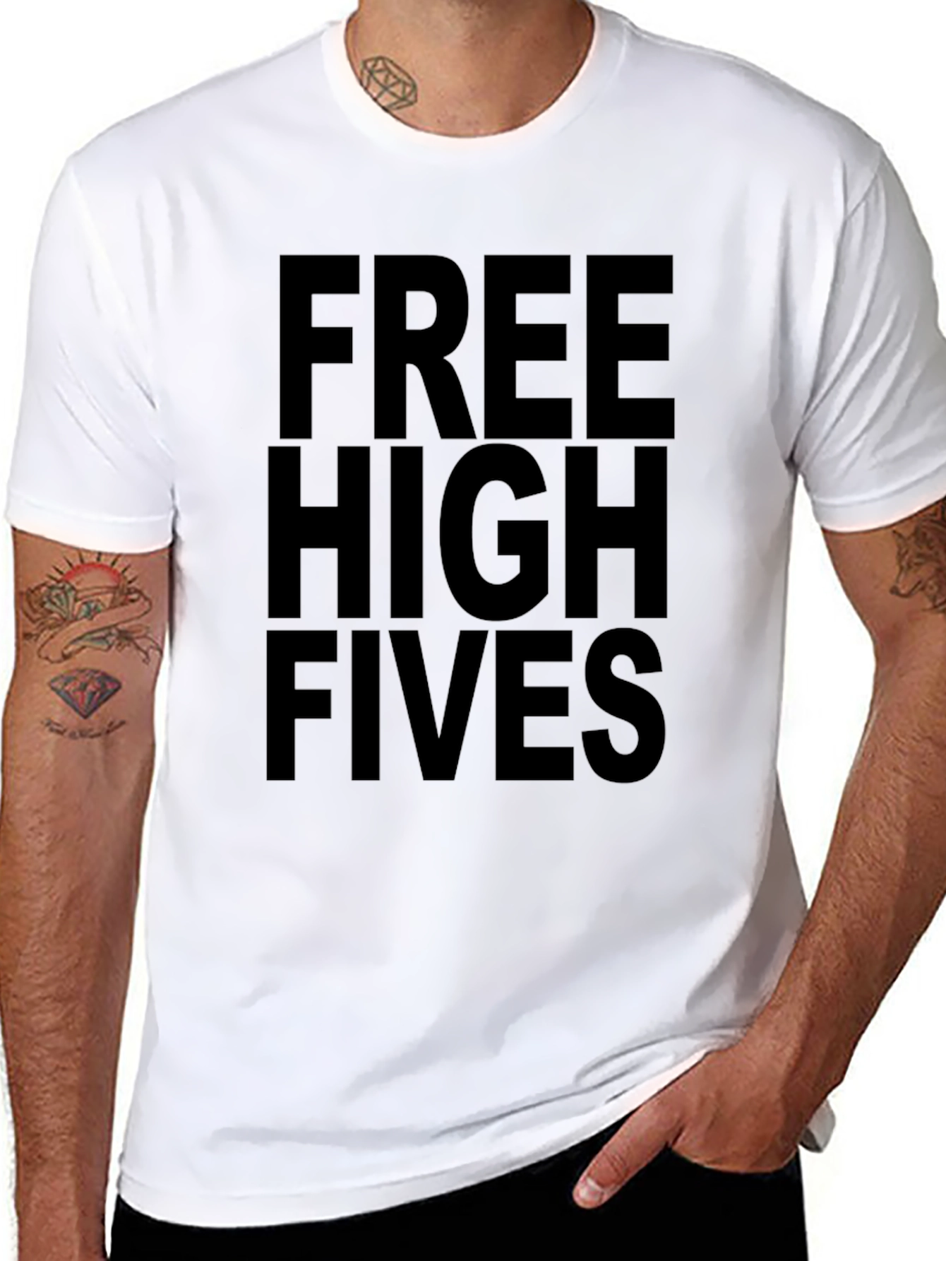Free High Fives Black Graphic Tee