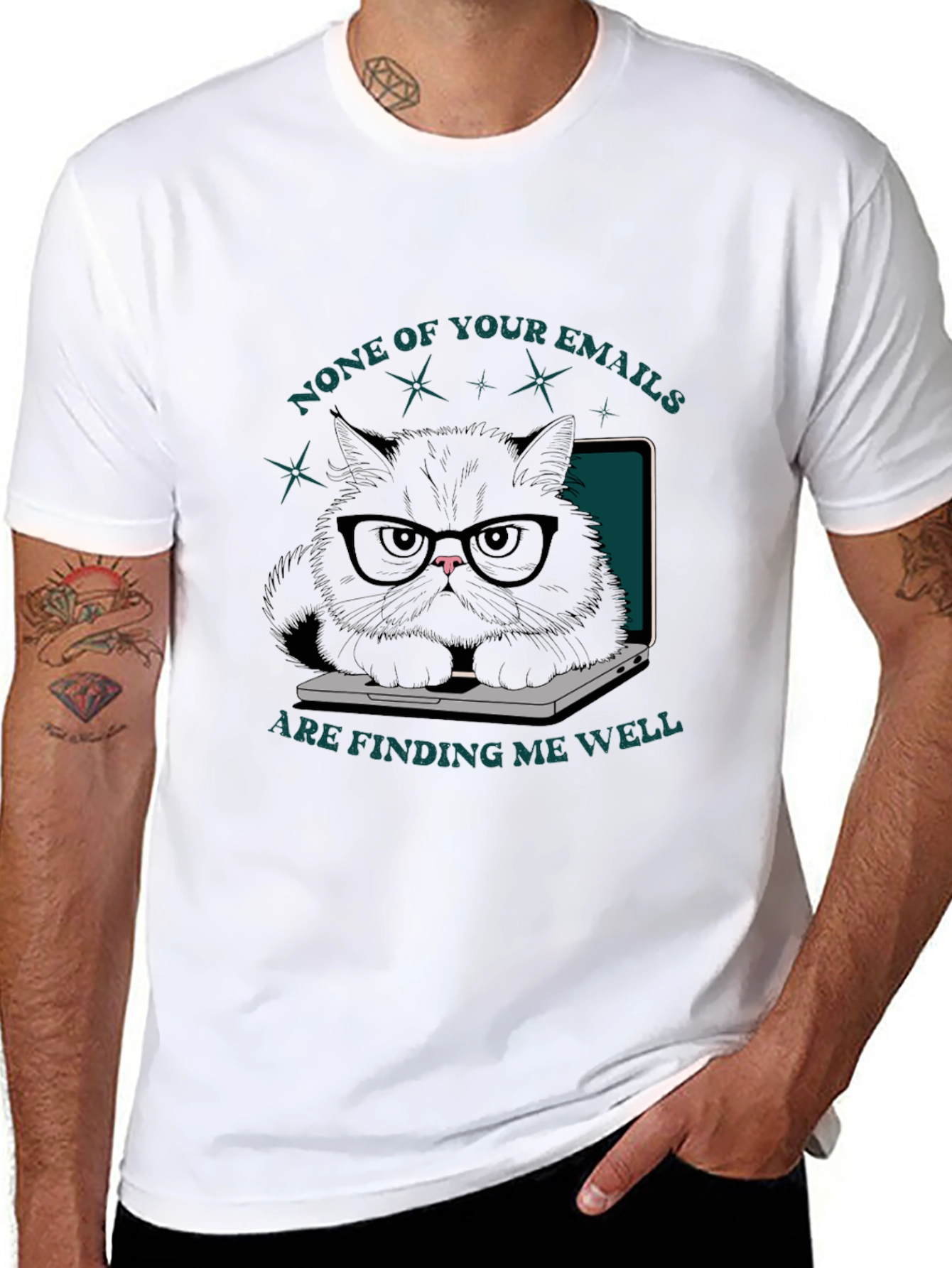 Funny Cat on Laptop T-Shirt