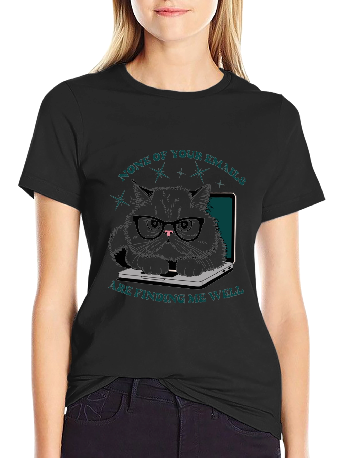 Funny Cat on Laptop T-Shirt