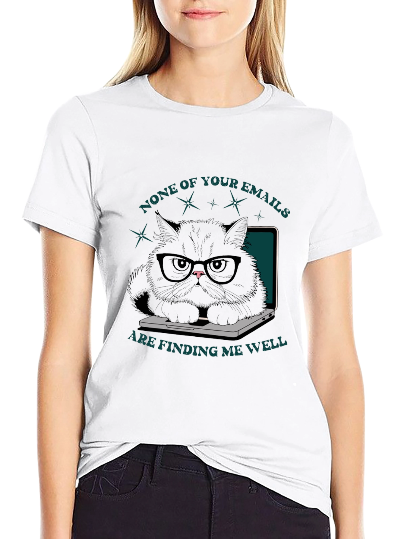 Funny Cat on Laptop T-Shirt