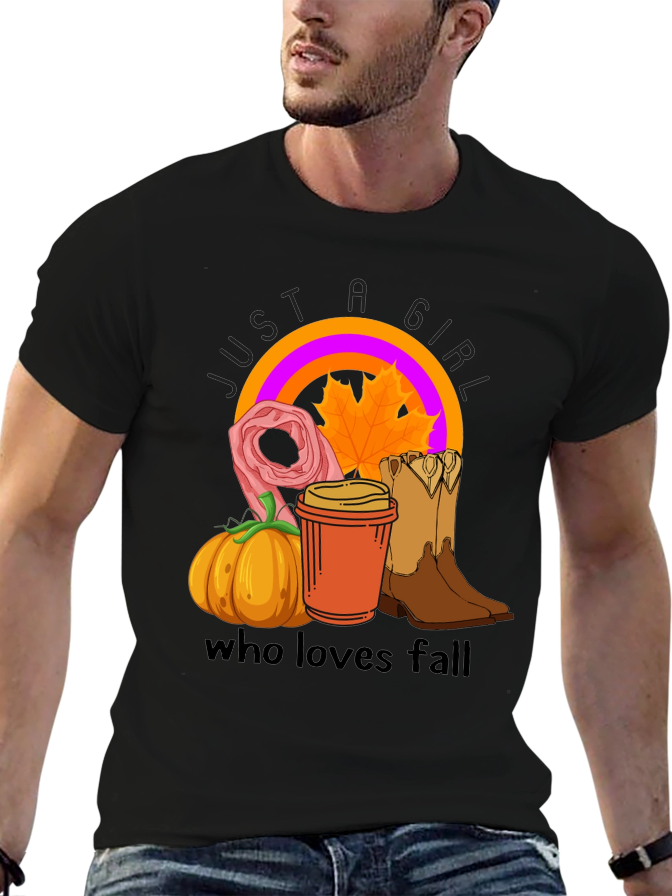 Just a Girl Who Loves Fall Black T-Shirt
