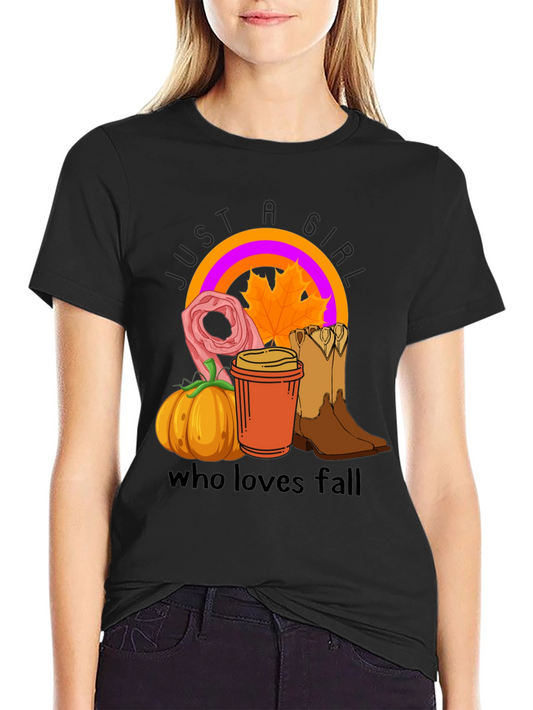 Just a Girl Who Loves Fall Black T-Shirt