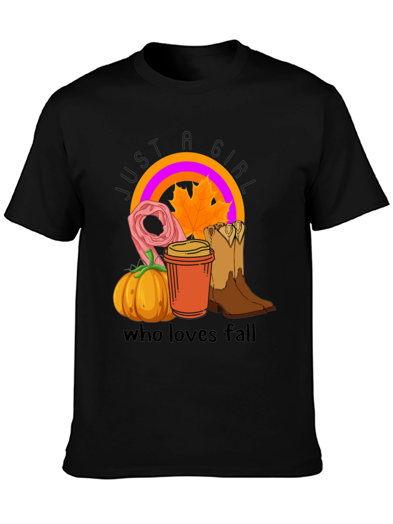 Just a Girl Who Loves Fall Black T-Shirt
