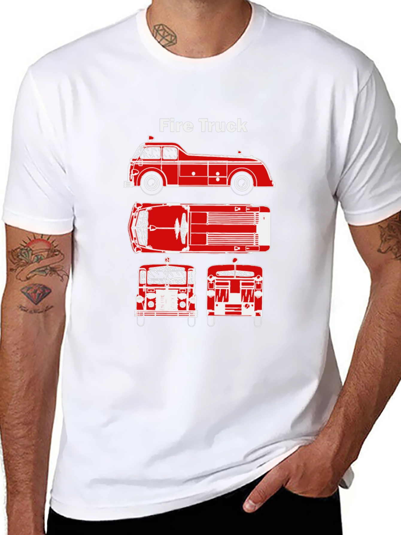 Fire Truck Graphic Tee - Classic Vehicle T-Shirt