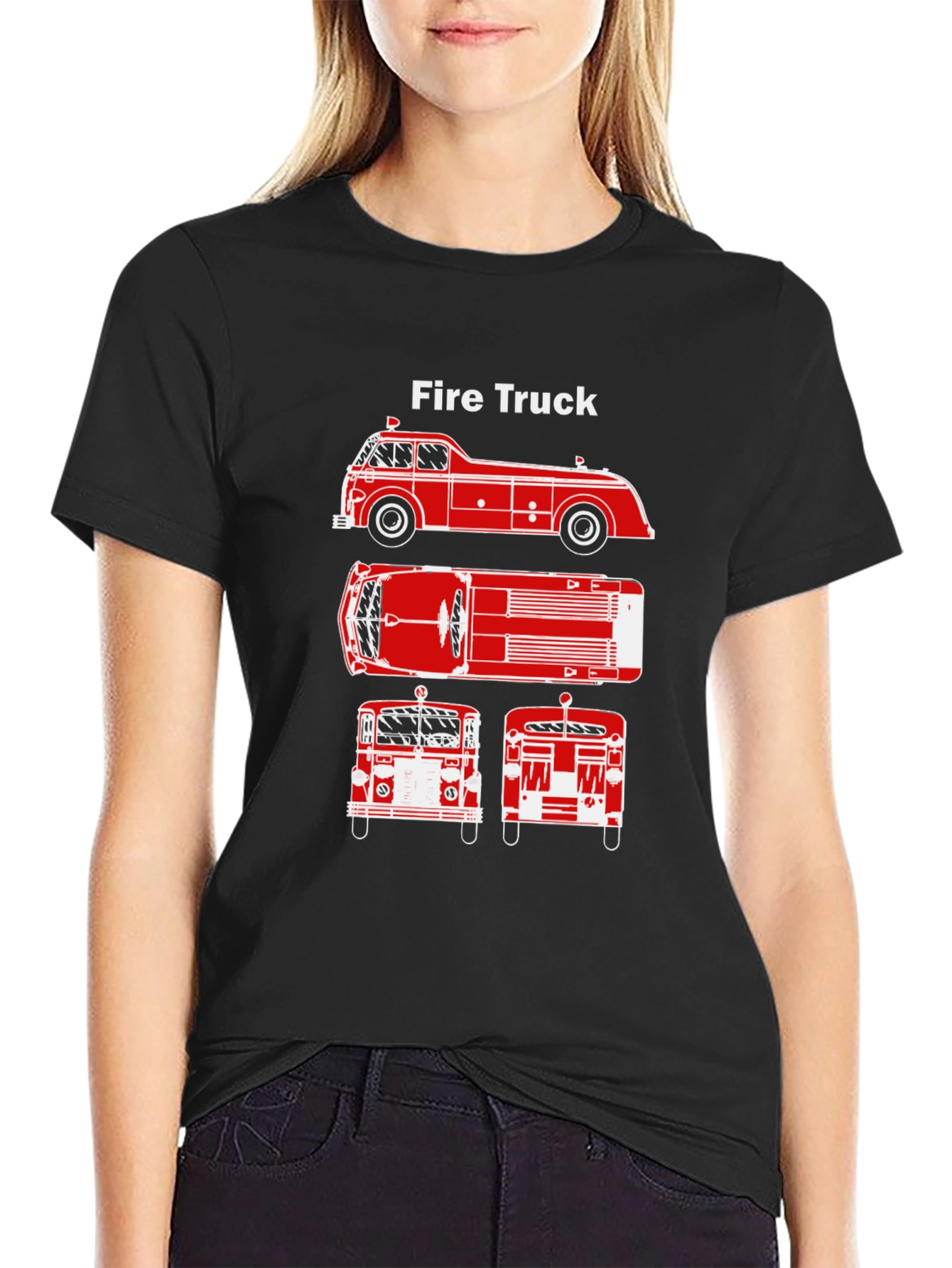 Fire Truck Graphic Tee - Classic Vehicle T-Shirt