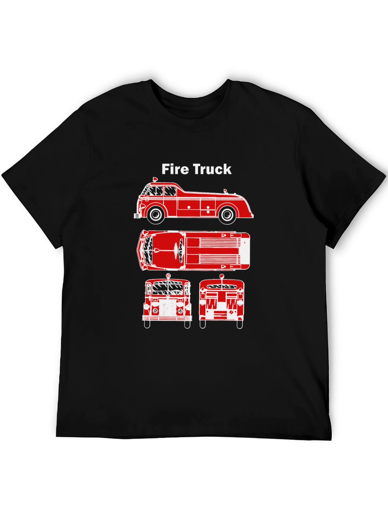 Fire Truck Graphic Tee - Classic Vehicle T-Shirt