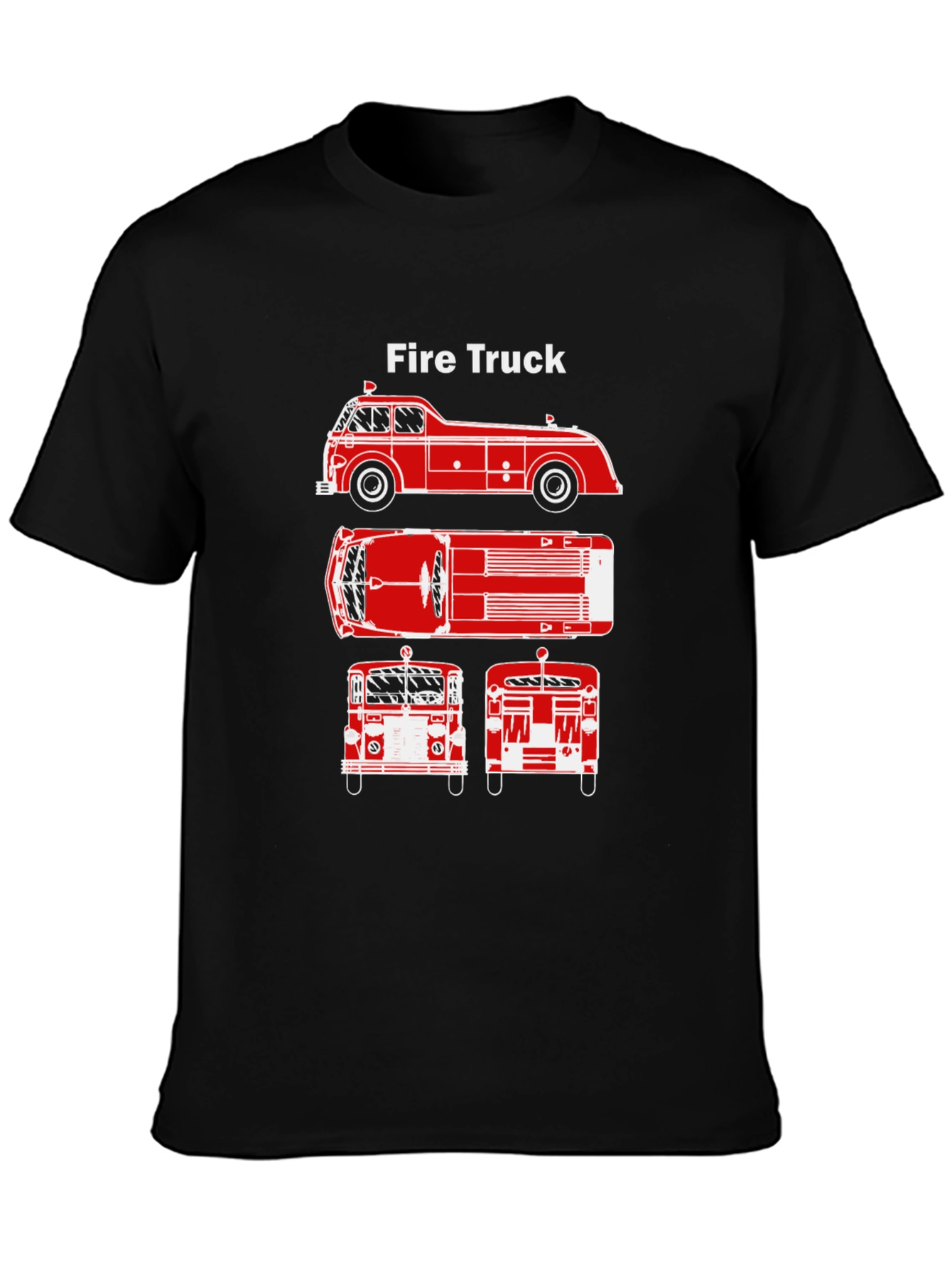Fire Truck Graphic Tee - Classic Vehicle T-Shirt