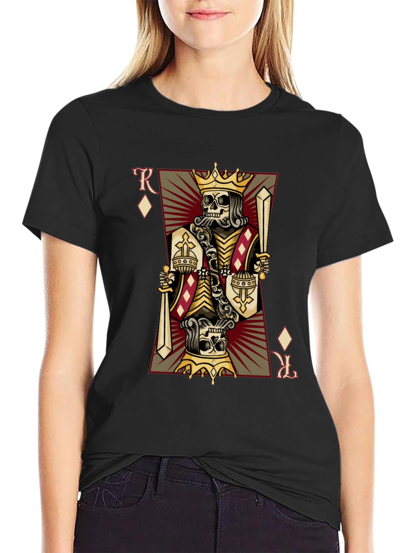 Skull King Card Graphic Tee - Black Cotton T-Shirt