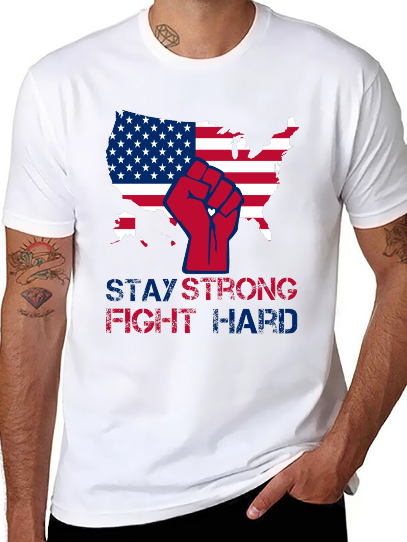 Patriotic Strength T-Shirt - Stay Strong Fight Hard