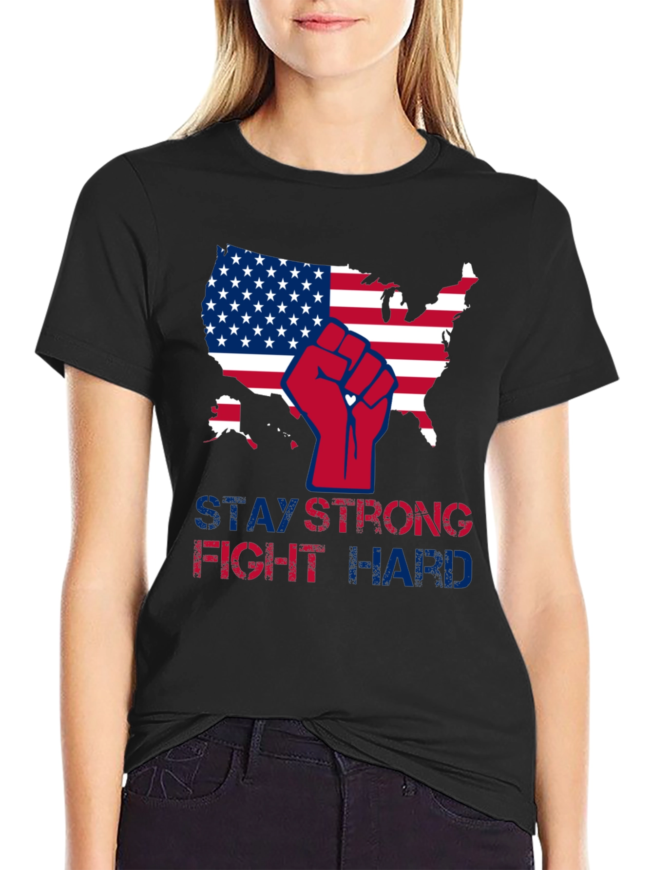 Patriotic Strength T-Shirt - Stay Strong Fight Hard