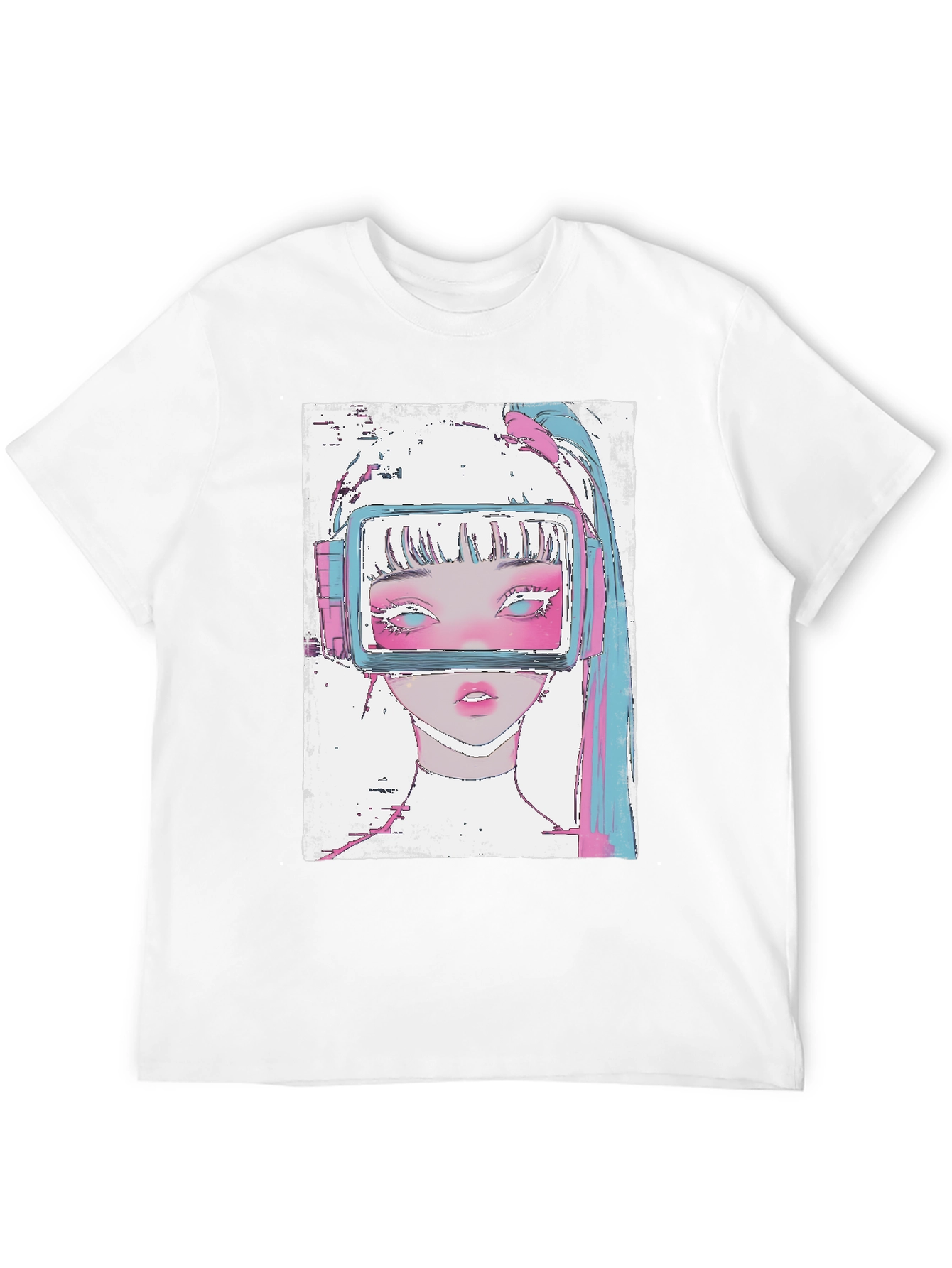 Anime VR Girl Graphic Black T-Shirt