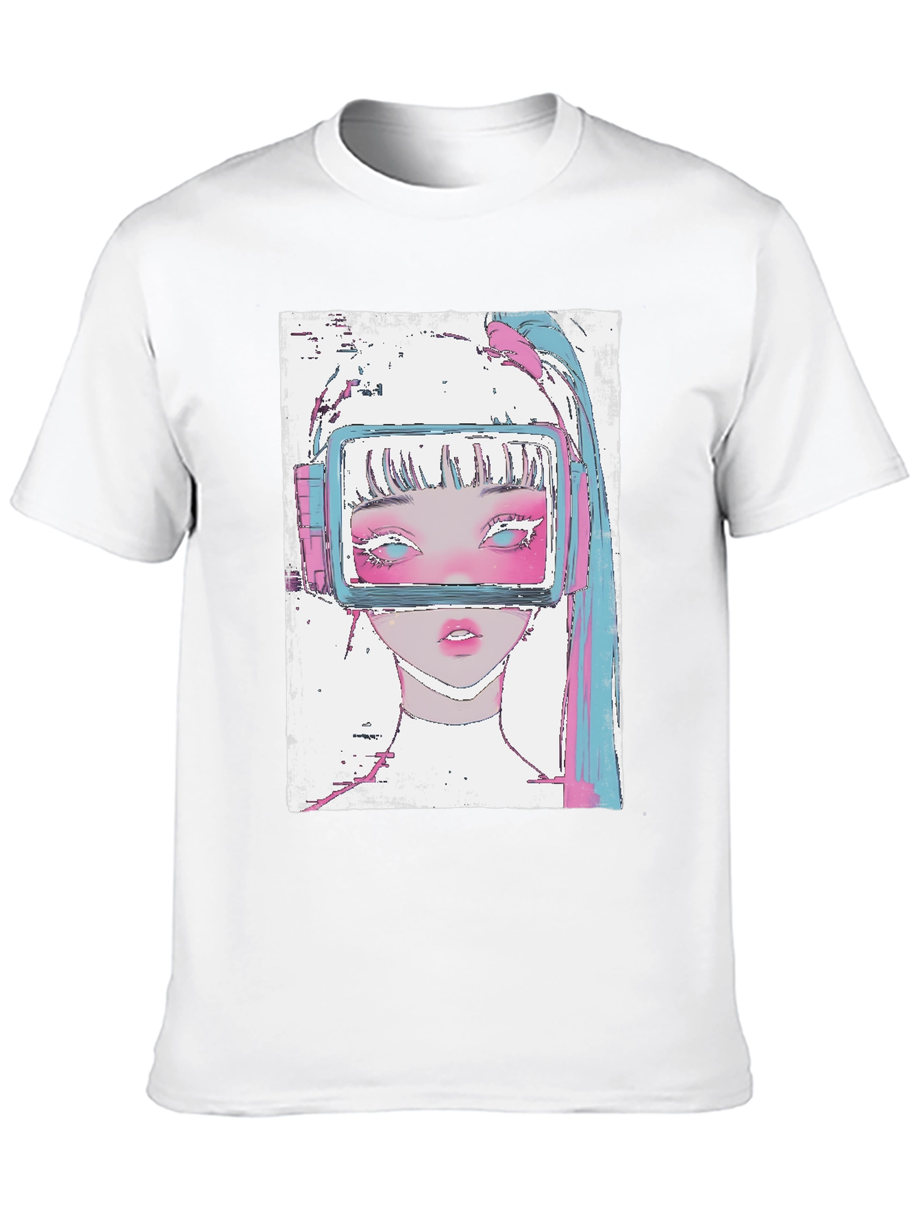 Anime VR Girl Graphic Black T-Shirt