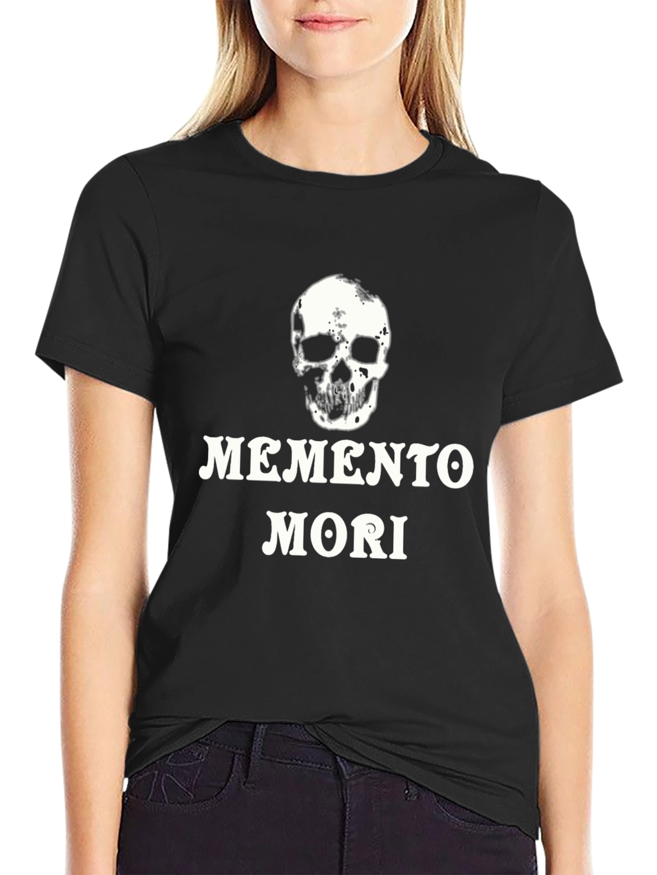 Memento Mori Skull Graphic Tee - Black