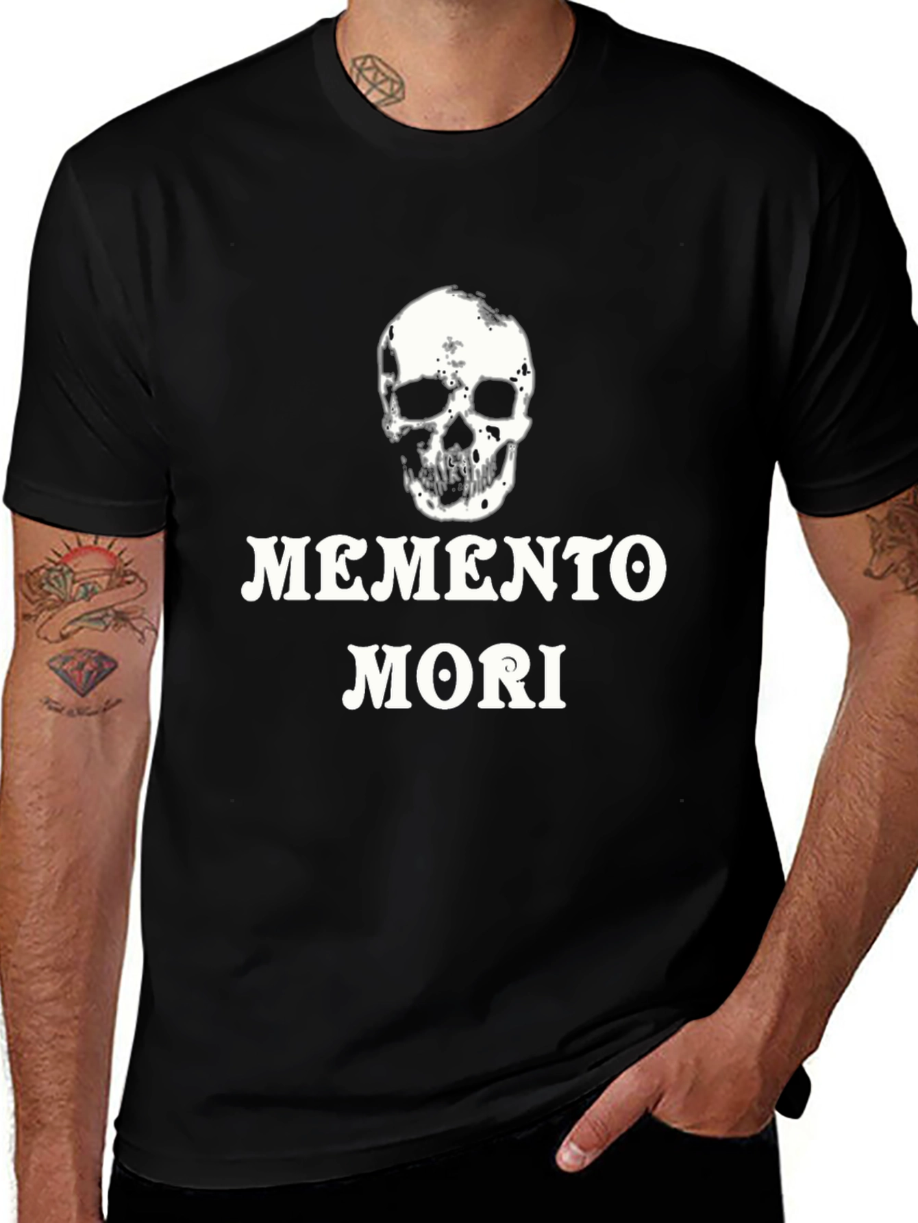 Memento Mori Skull Graphic Tee - Black