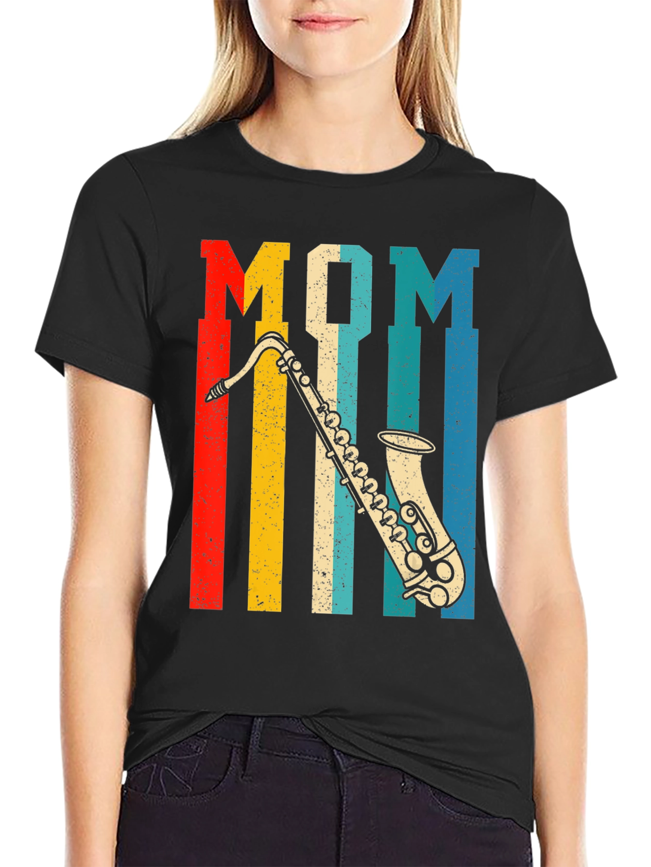 Mom Saxophone Retro T-Shirt - Music Lover Gift