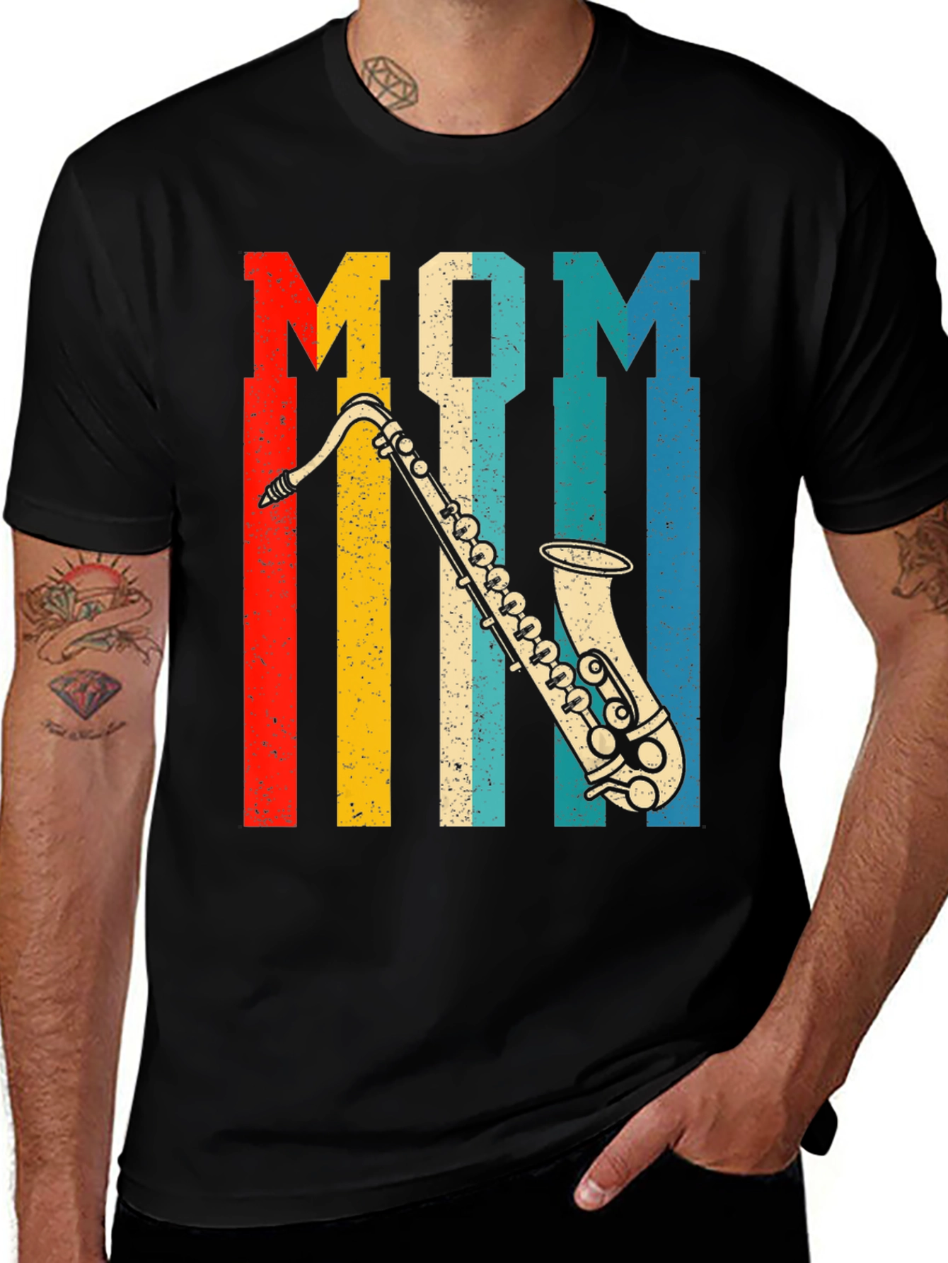 Mom Saxophone Retro T-Shirt - Music Lover Gift