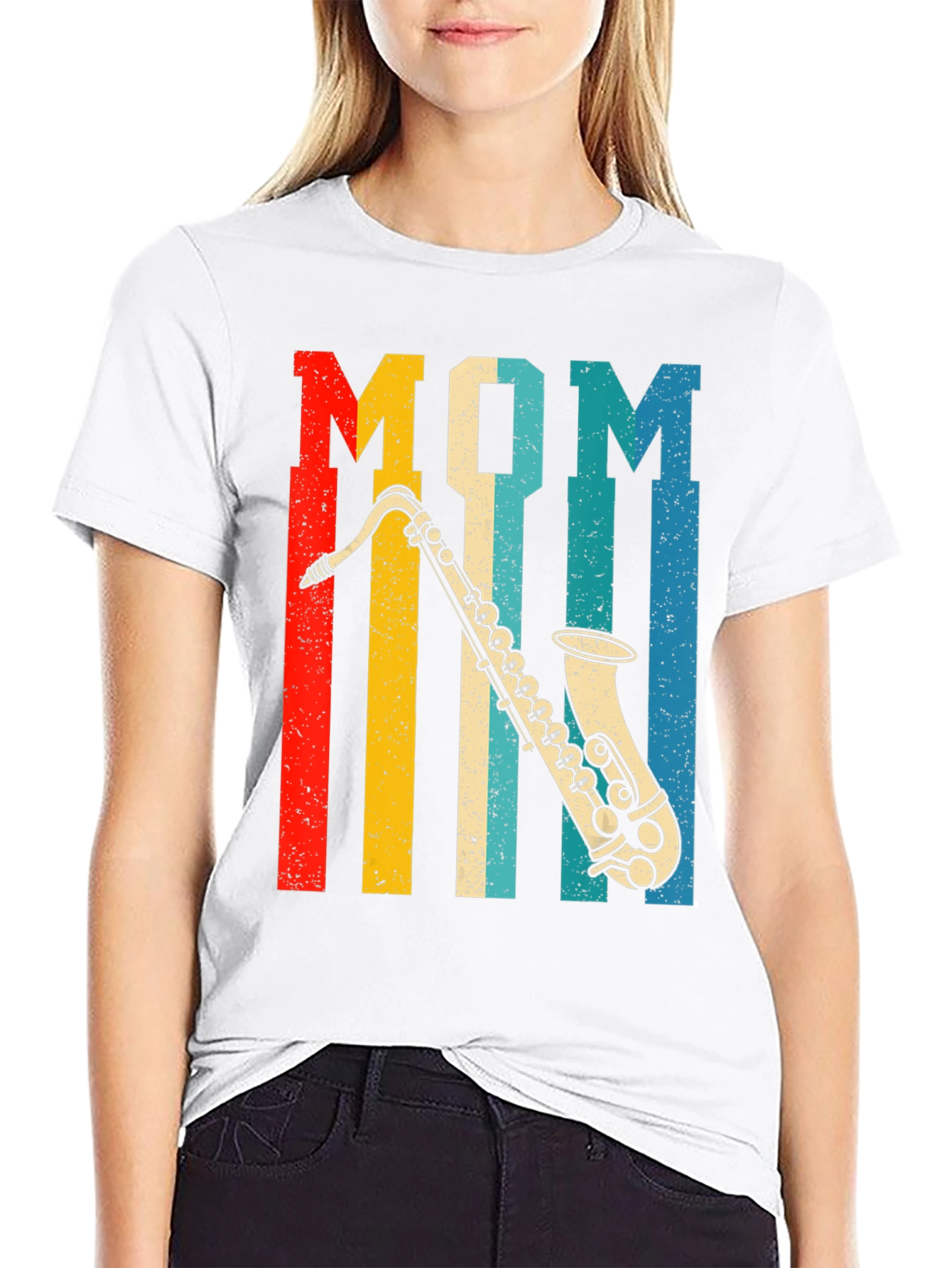 Mom Saxophone Retro T-Shirt - Music Lover Gift