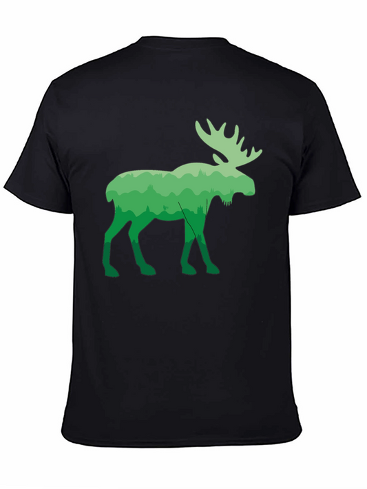 Green Moose Forest T-Shirt - Nature Inspired Tee
