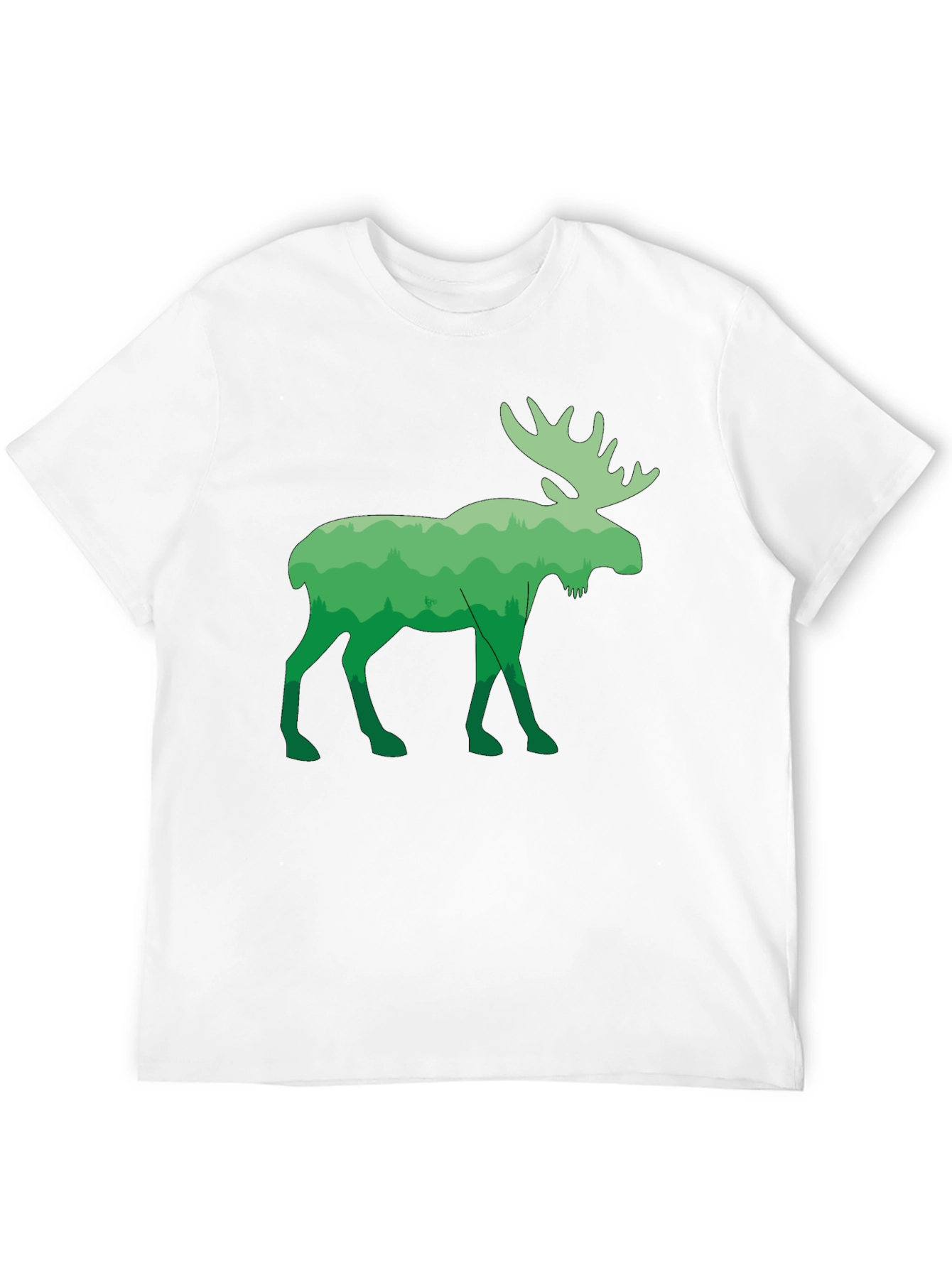Green Moose Forest T-Shirt - Nature Inspired Tee