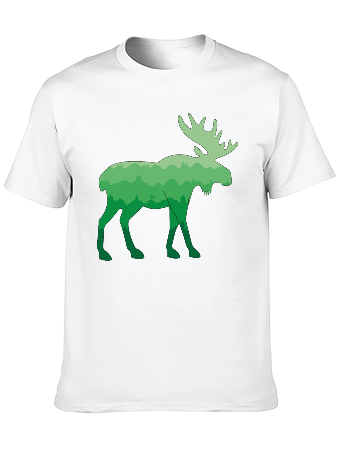Green Moose Forest T-Shirt - Nature Inspired Tee