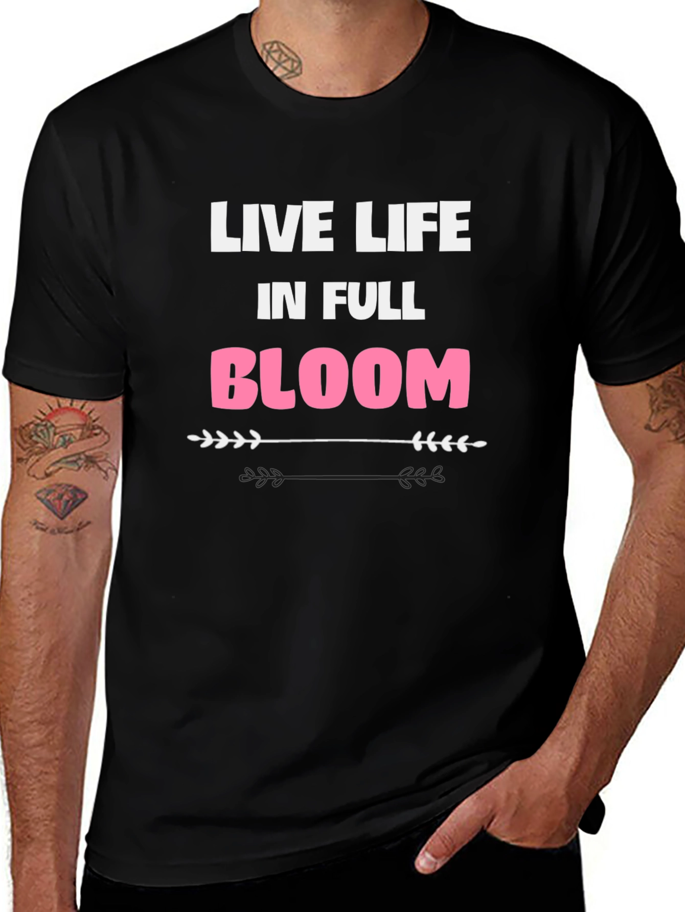 Live Life in Full Bloom Graphic Tee - Black