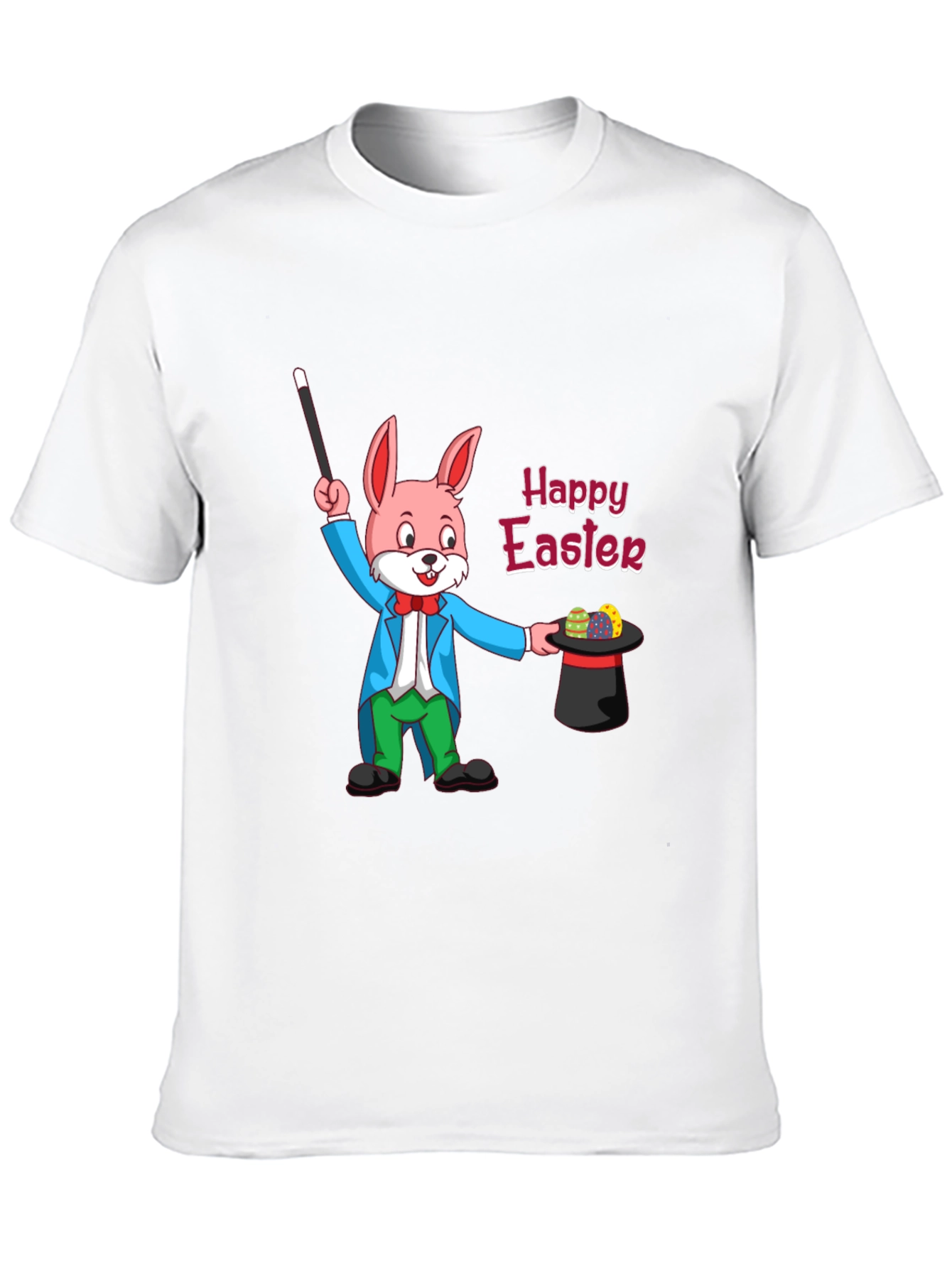 Happy Easter Bunny Magician Black T-Shirt