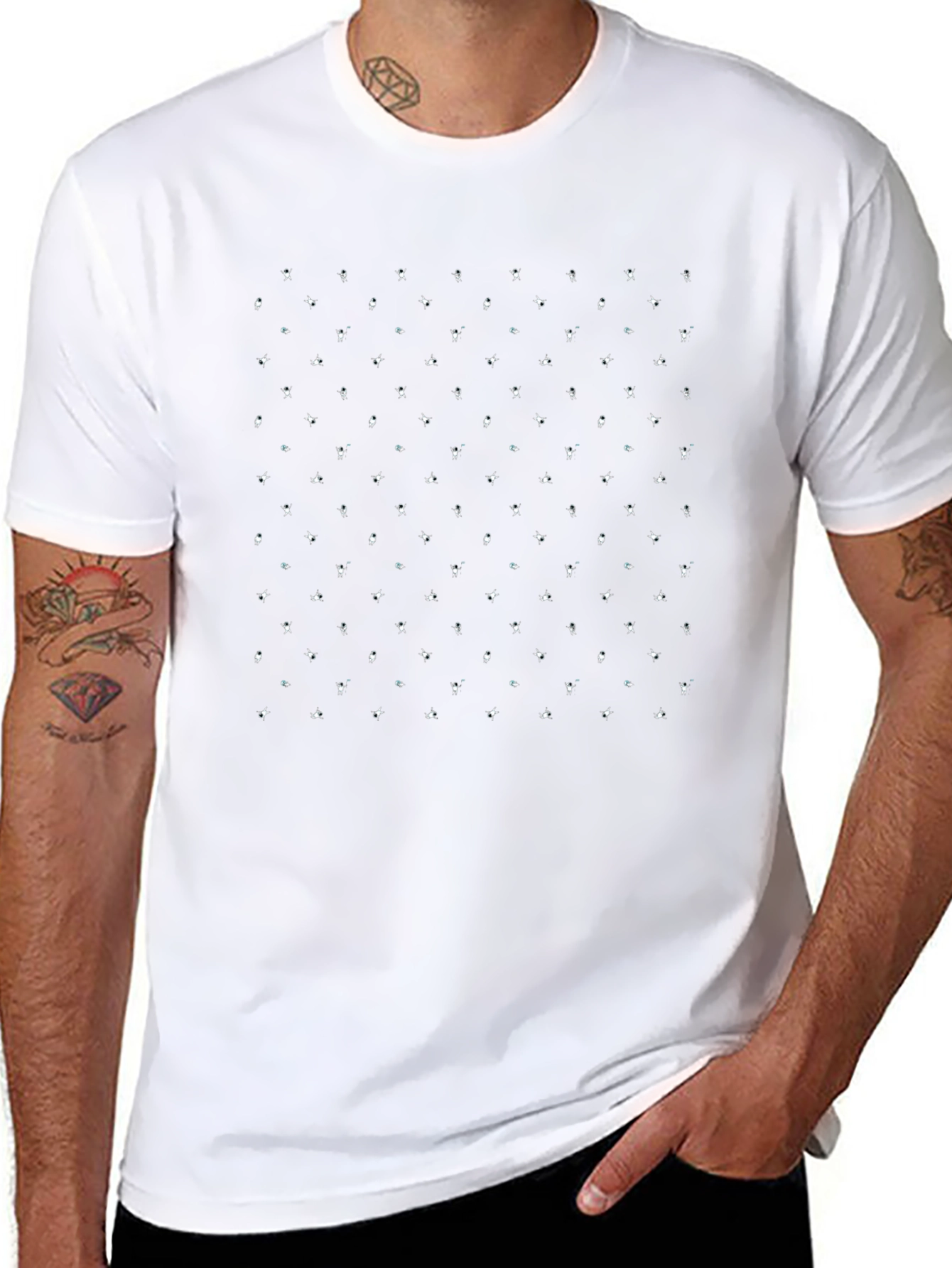 Patterned Black T-Shirt - Unique Design