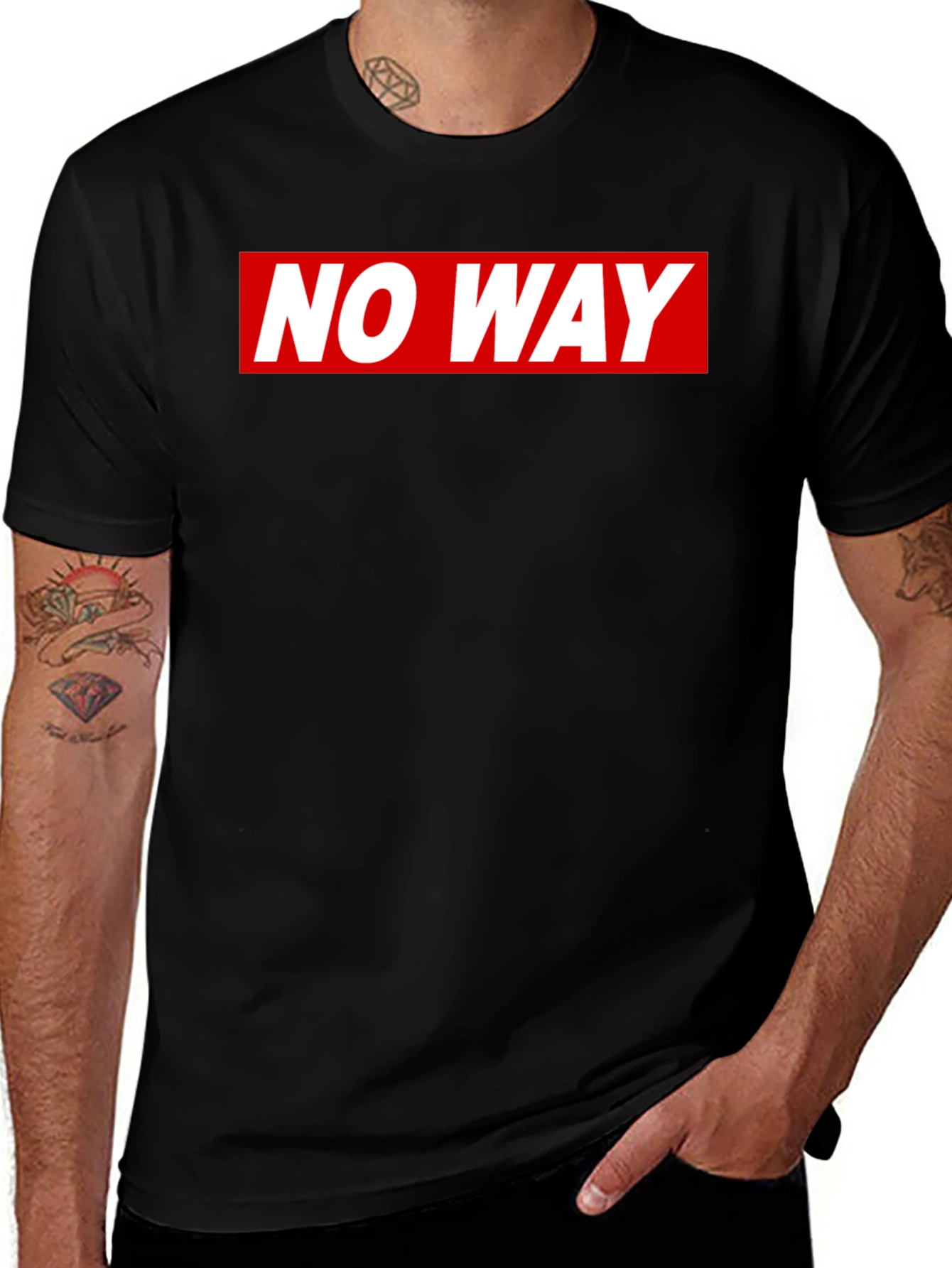 No Way T-Shirt: Bold Red & White Graphic Tee
