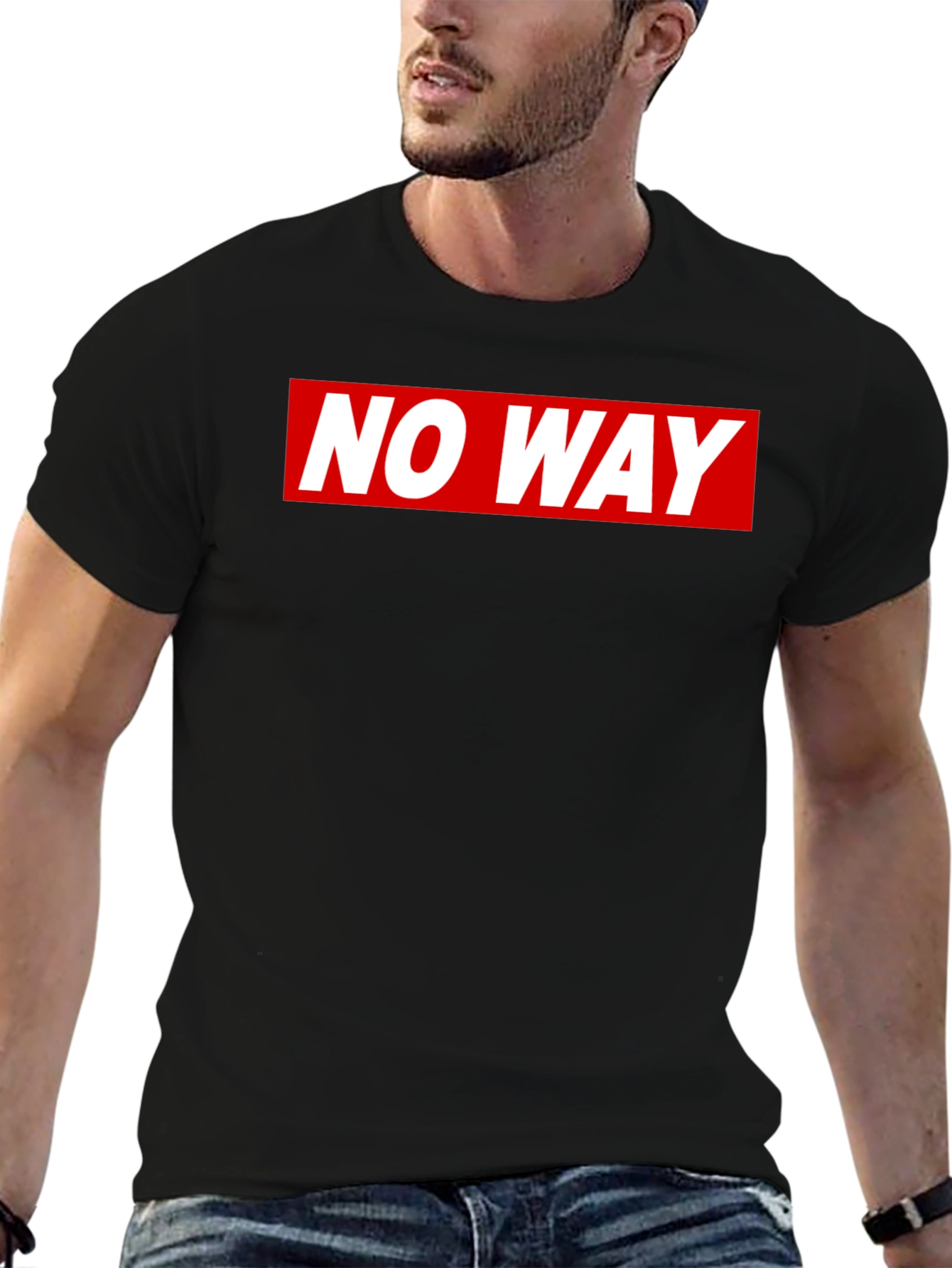 No Way T-Shirt: Bold Red & White Graphic Tee