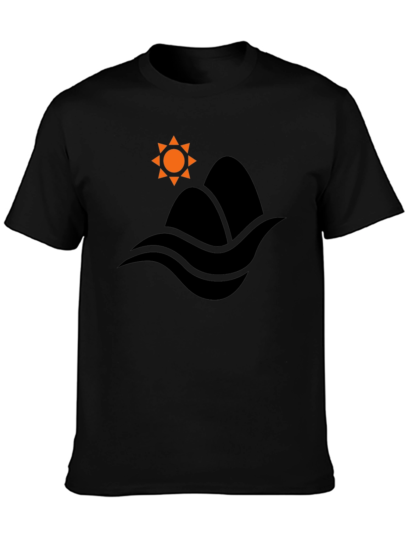 Mountain & Waves Graphic Black T-Shirt