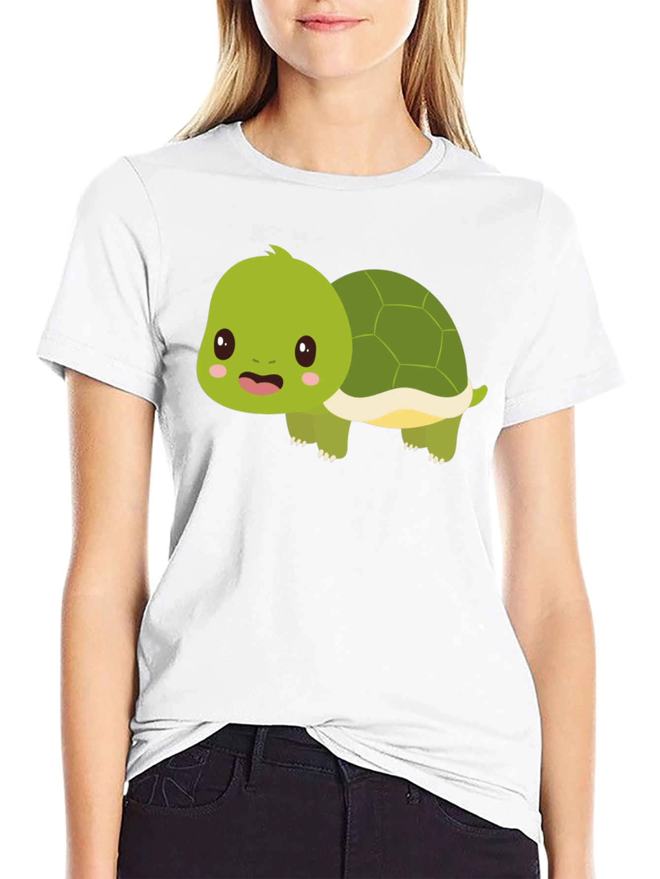 Cute Turtle Graphic Tee - Black Cotton Shirt