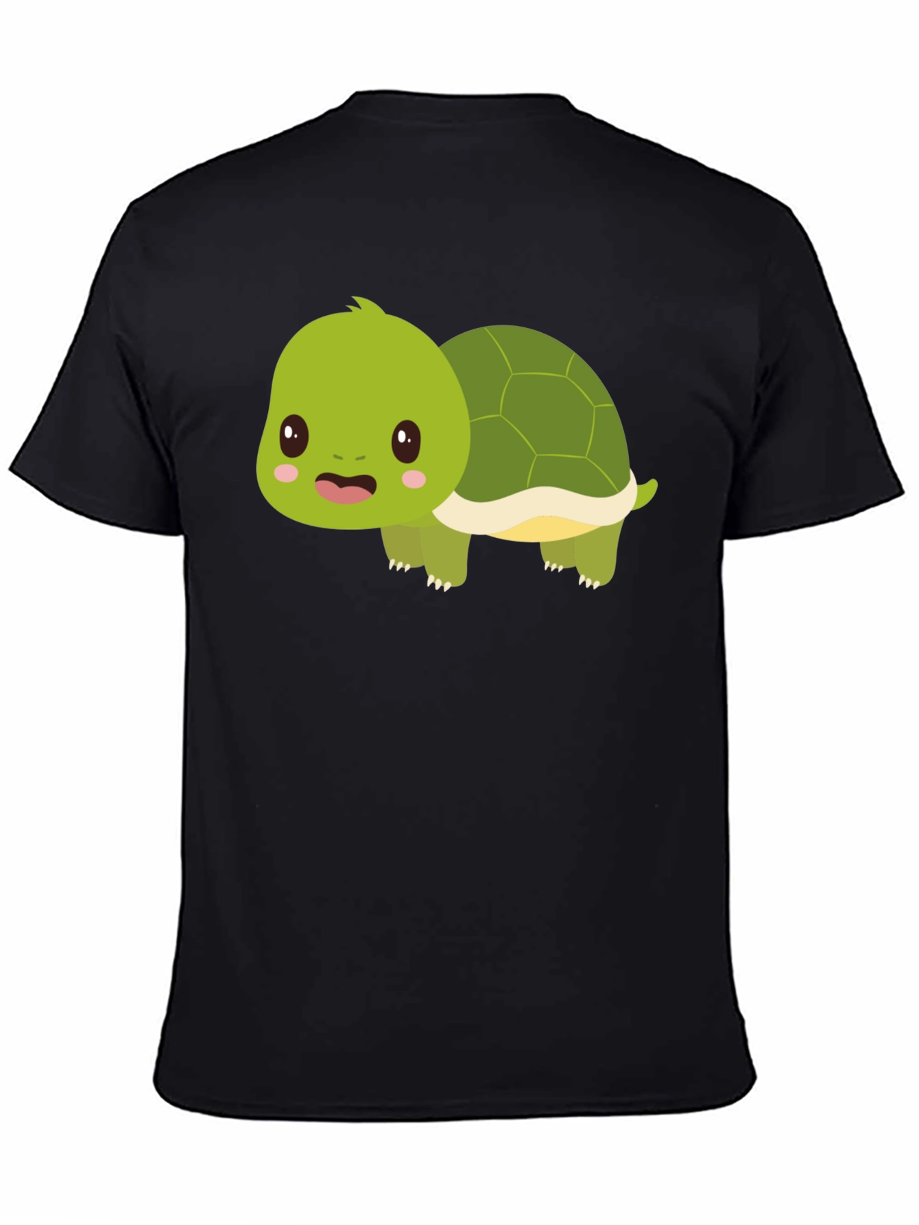 Cute Turtle Graphic Tee - Black Cotton Shirt