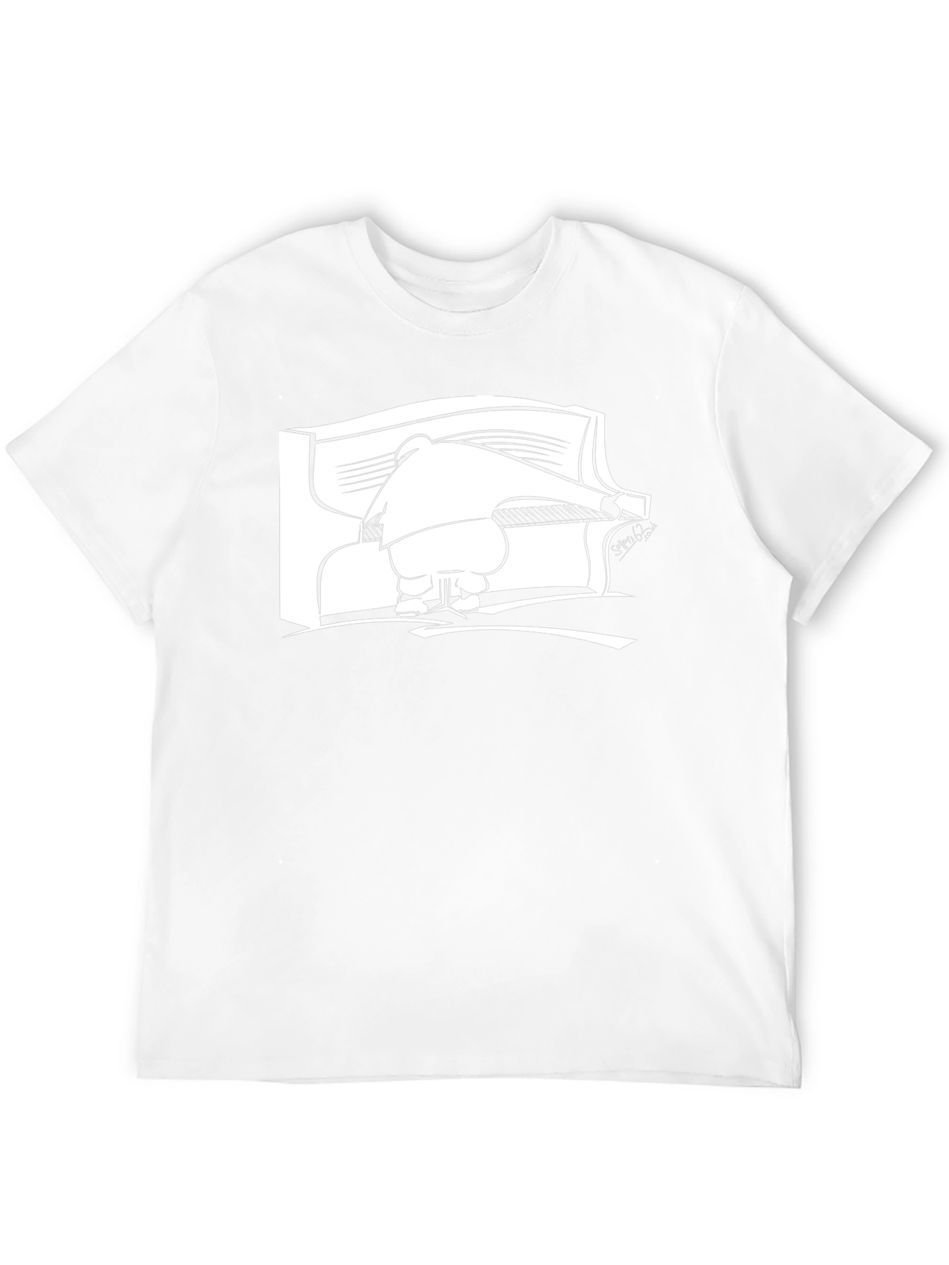Black T-Shirt with Piano Player Graphic