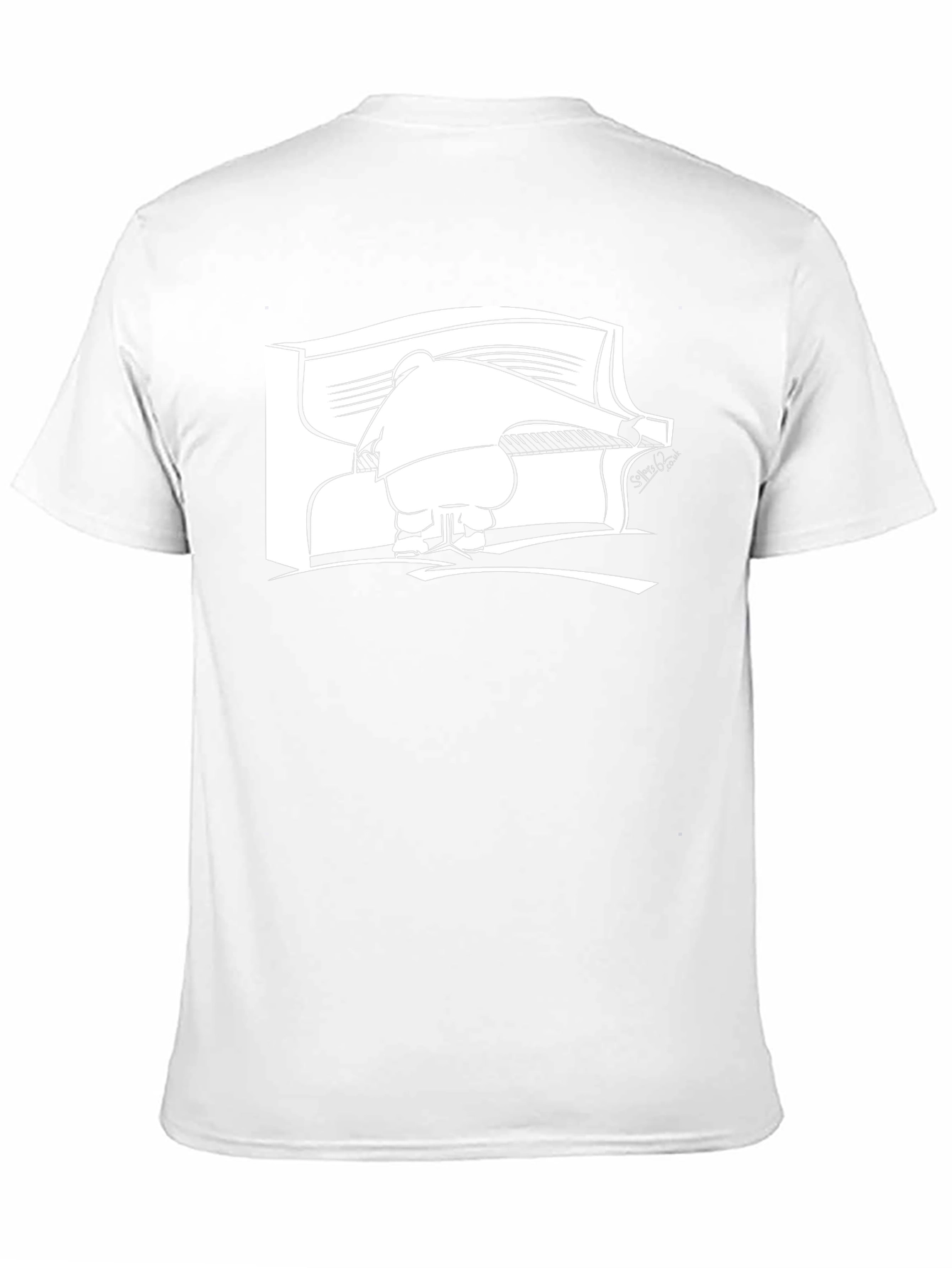 Black T-Shirt with Piano Player Graphic