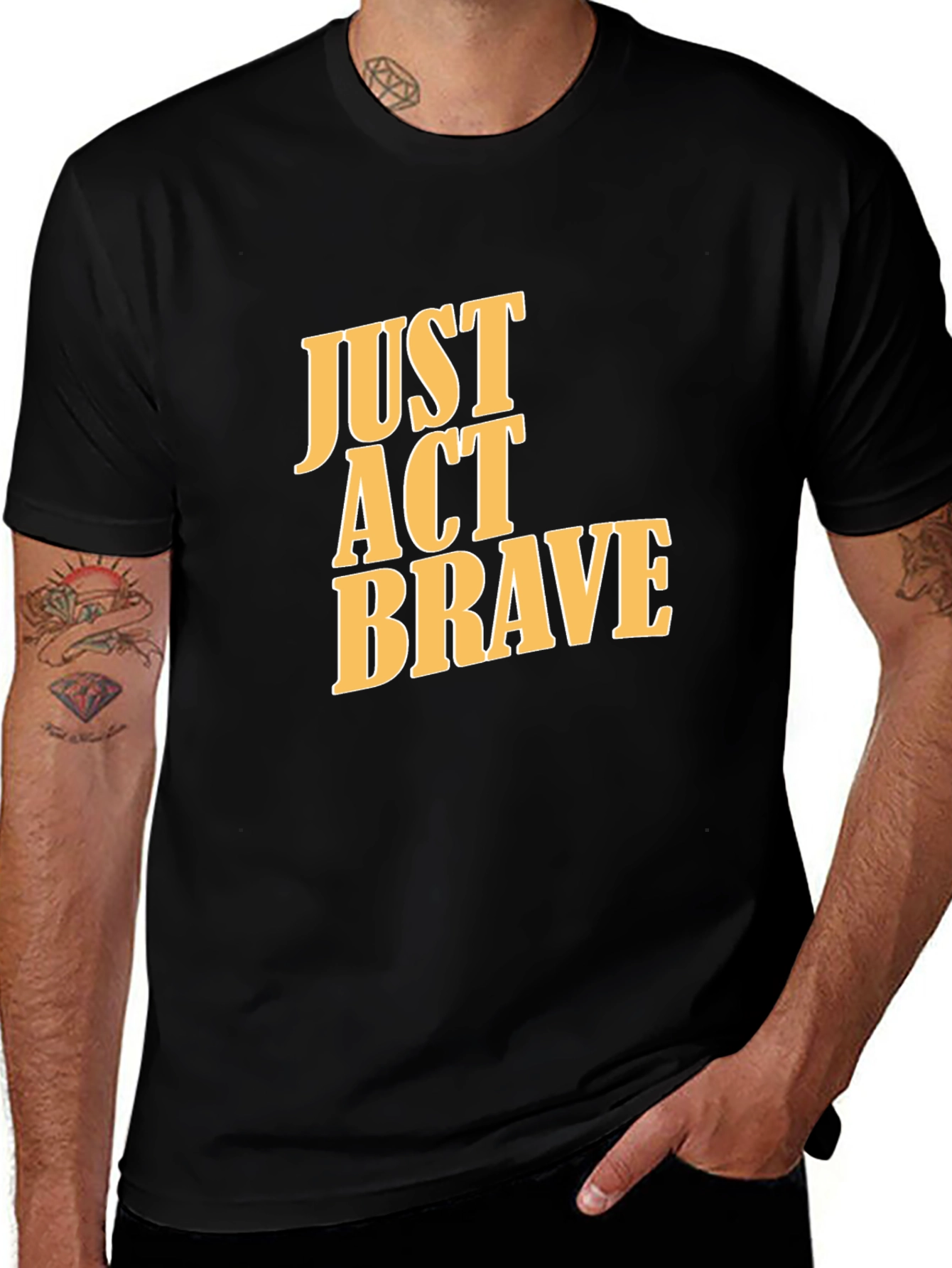 Just Act Brave Graphic Tee - Mens Black T-Shirt