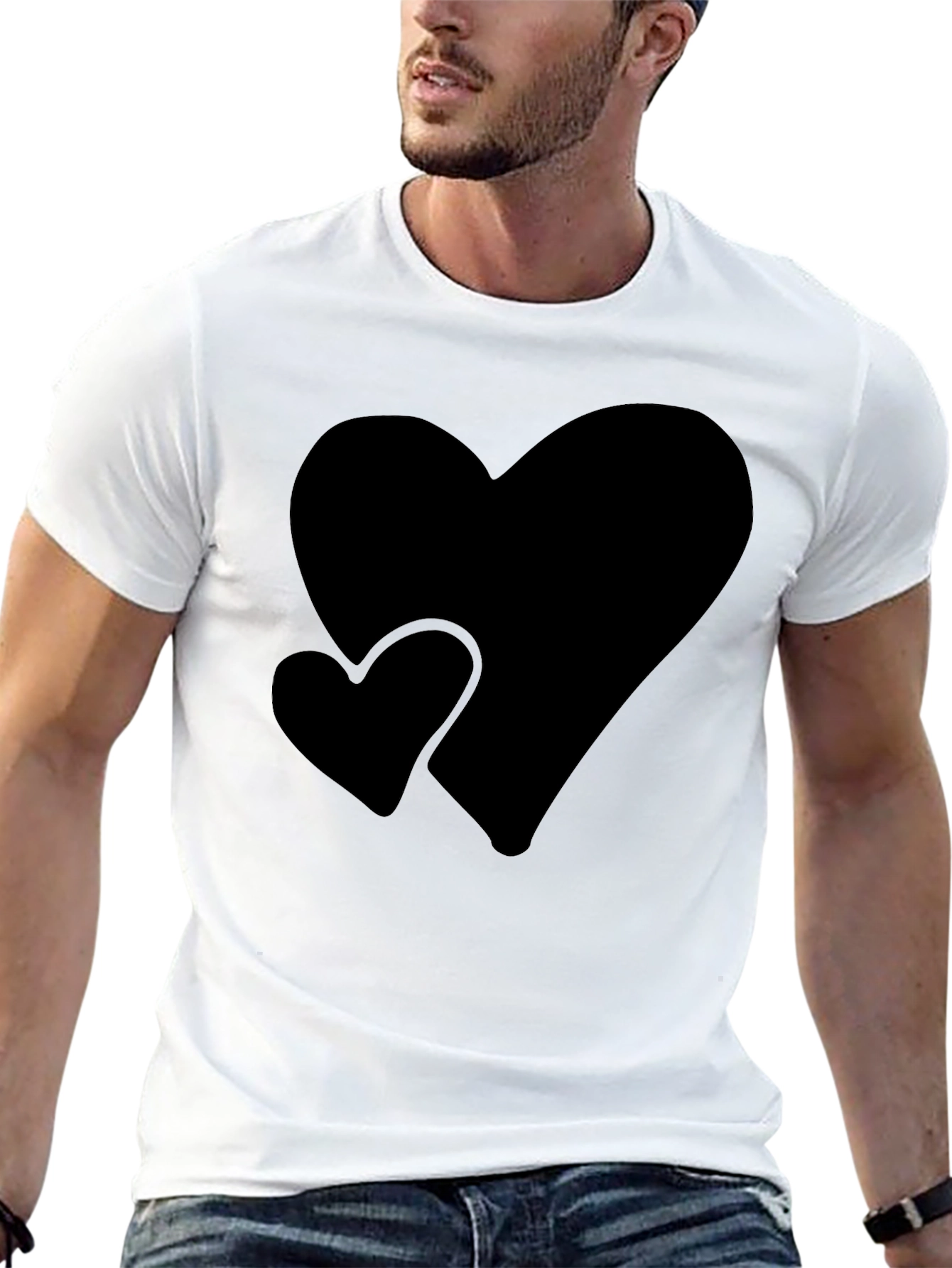 Black T-Shirt with Heart Design