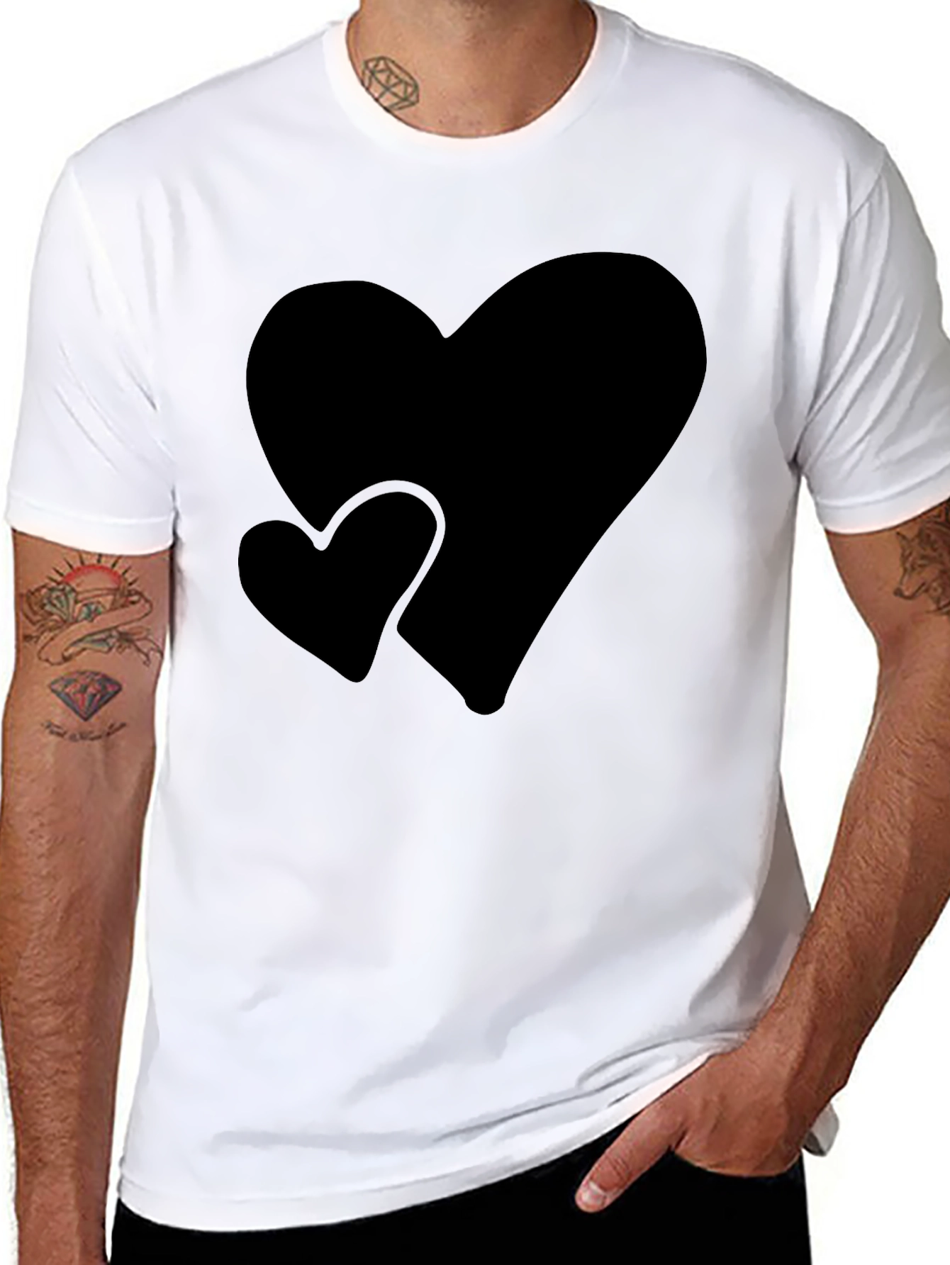 Black T-Shirt with Heart Design