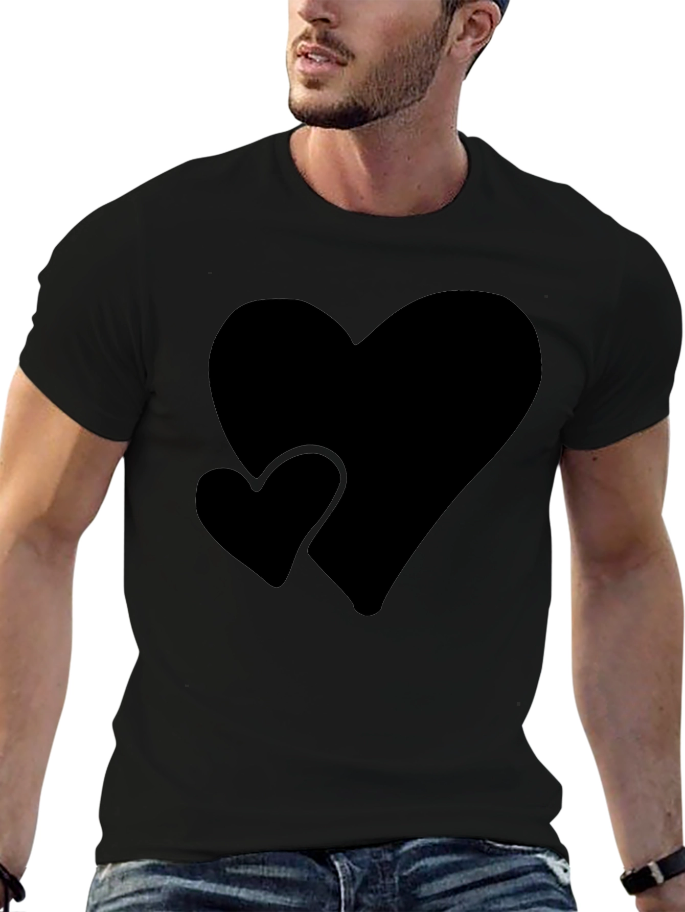 Black T-Shirt with Heart Design